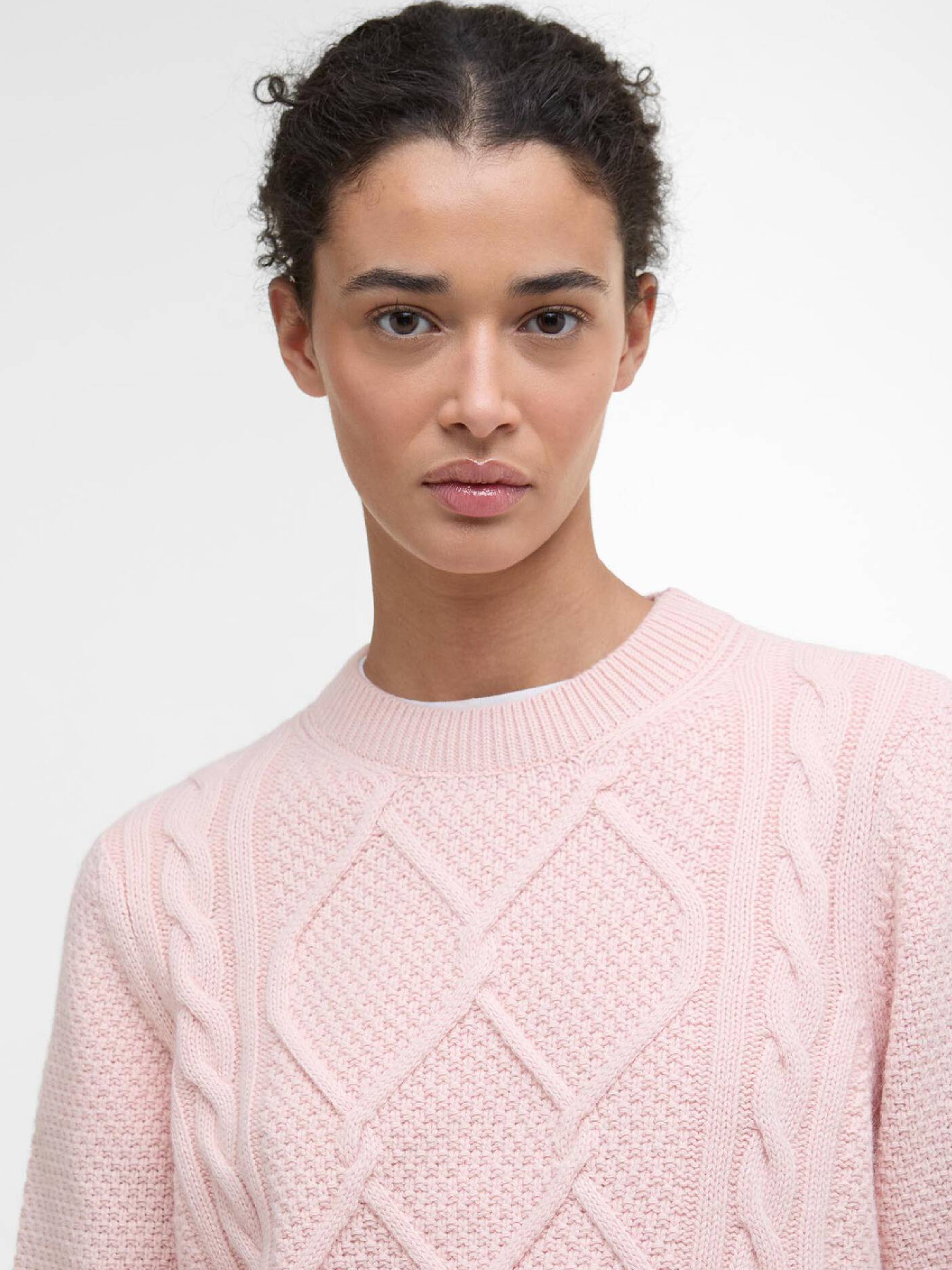Burne Argyle Crew Neck Jumper Pink#Color_Pink