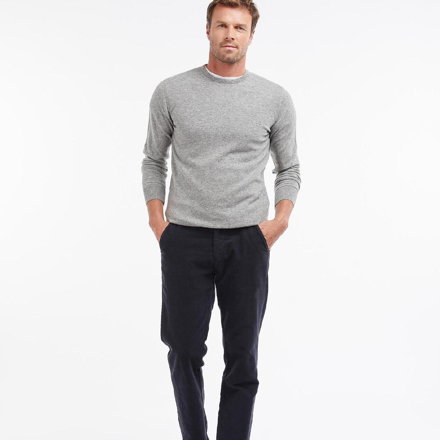 Barbour Ess Lwool Crew Grey#Color_Grey