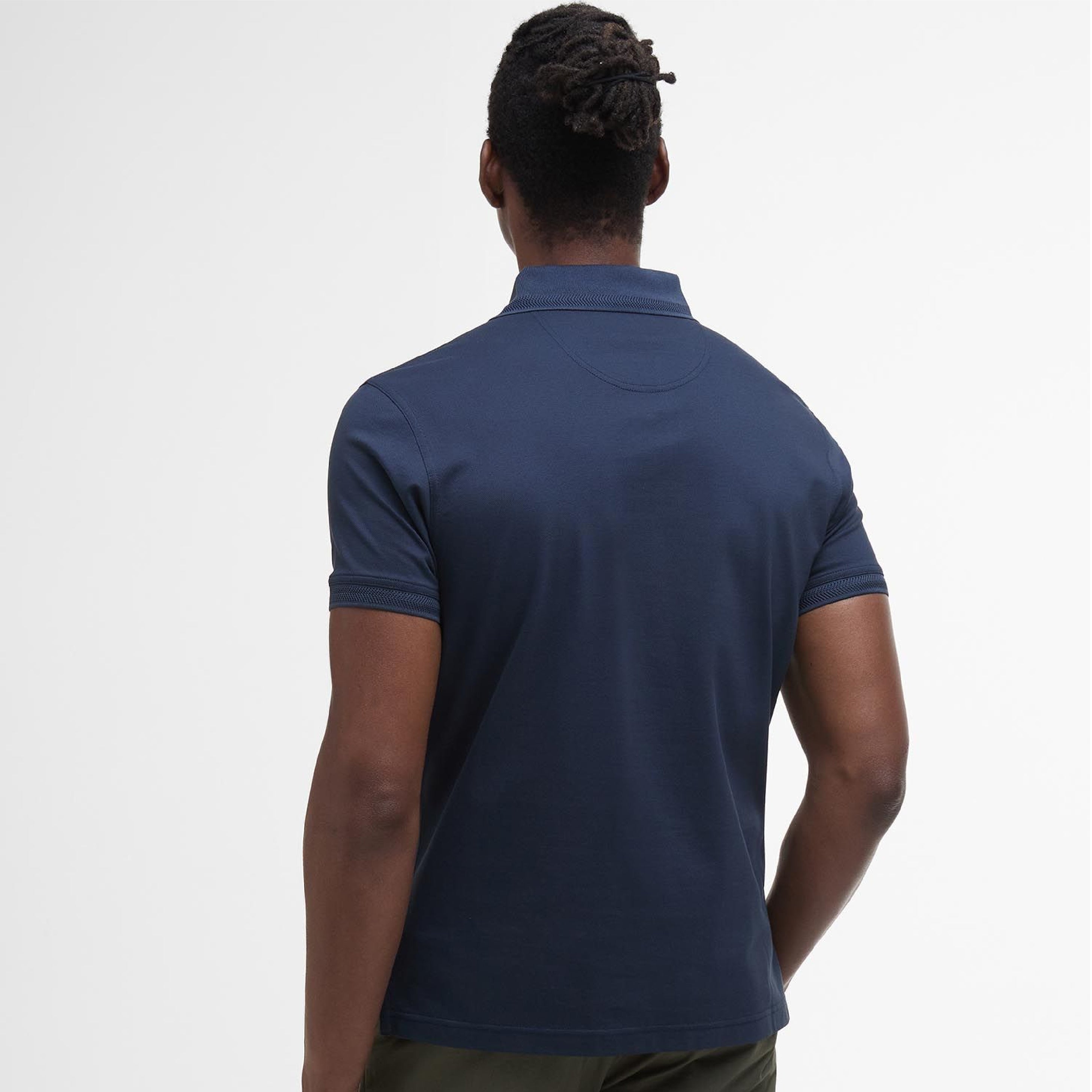 Premium Tartan Pique Polo Shirt Navy#Color_Navy