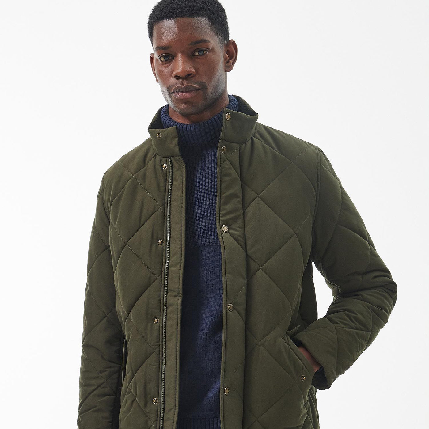 Barbour Win Chelsea Quilt Dark Olive#Color_Dark Olive