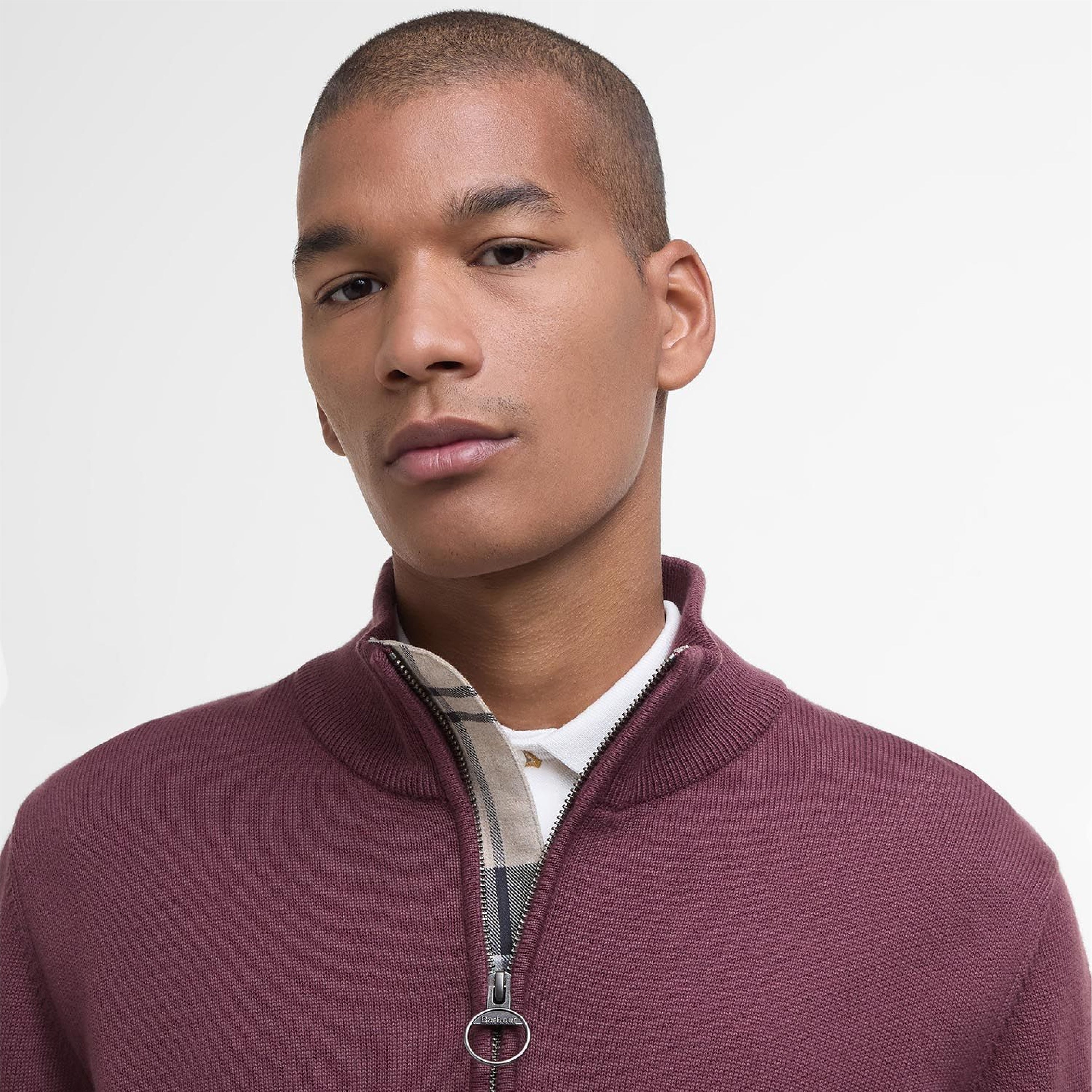 Cotton Half Zip Jumper Burnt Heather#Color_Burnt Heather