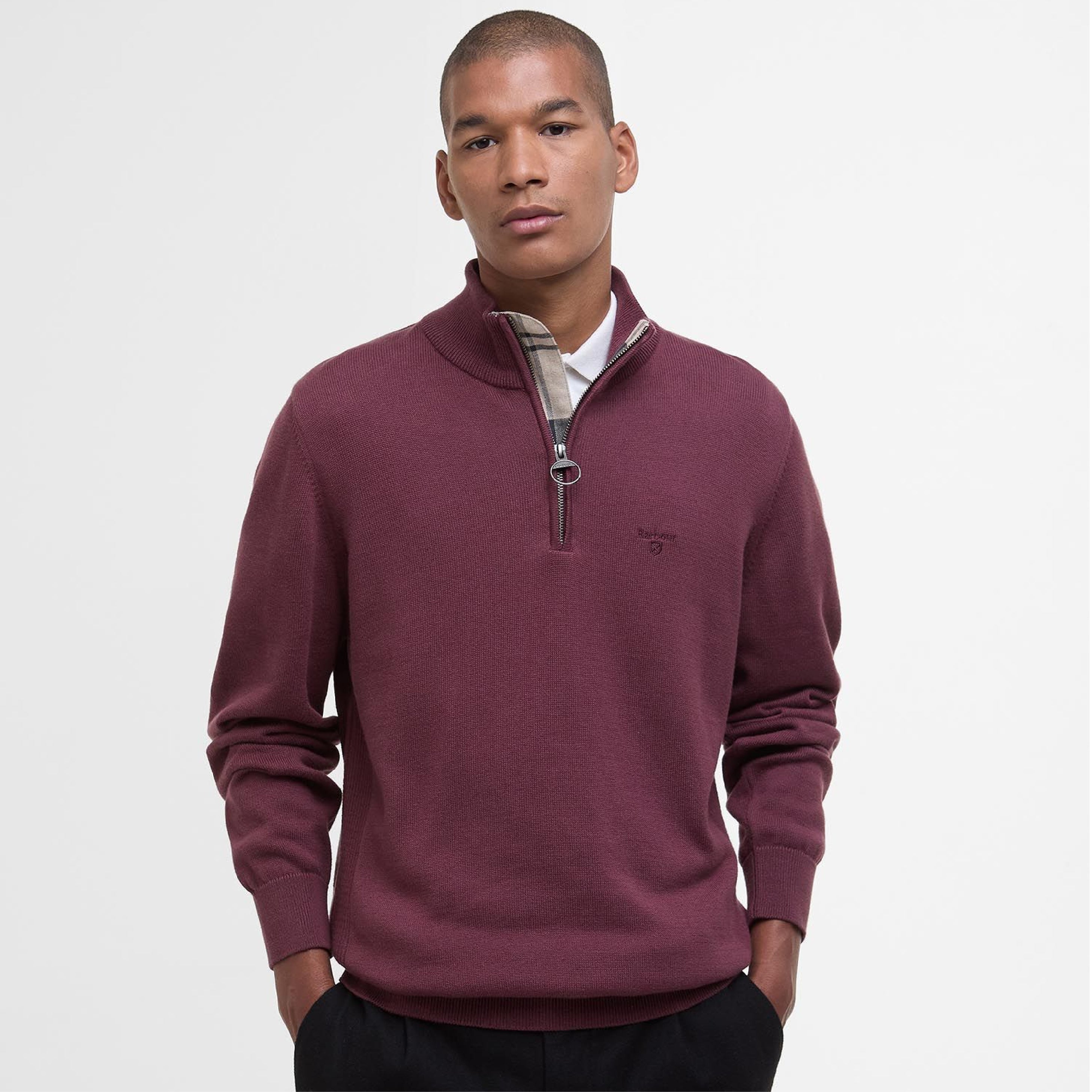 Cotton Half Zip Jumper Burnt Heather#Color_Burnt Heather