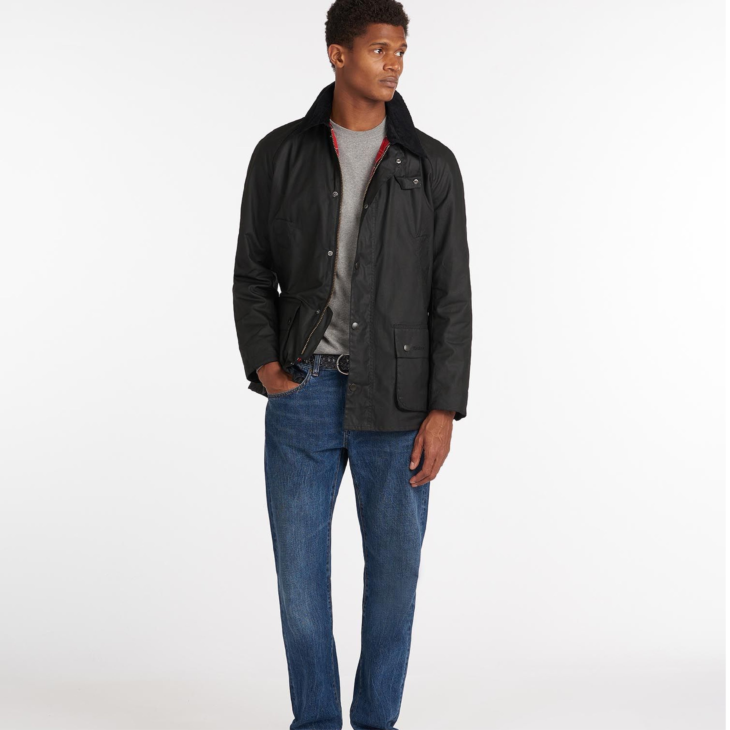 Barbour Ashby Wax Jacket Black#Color_Black