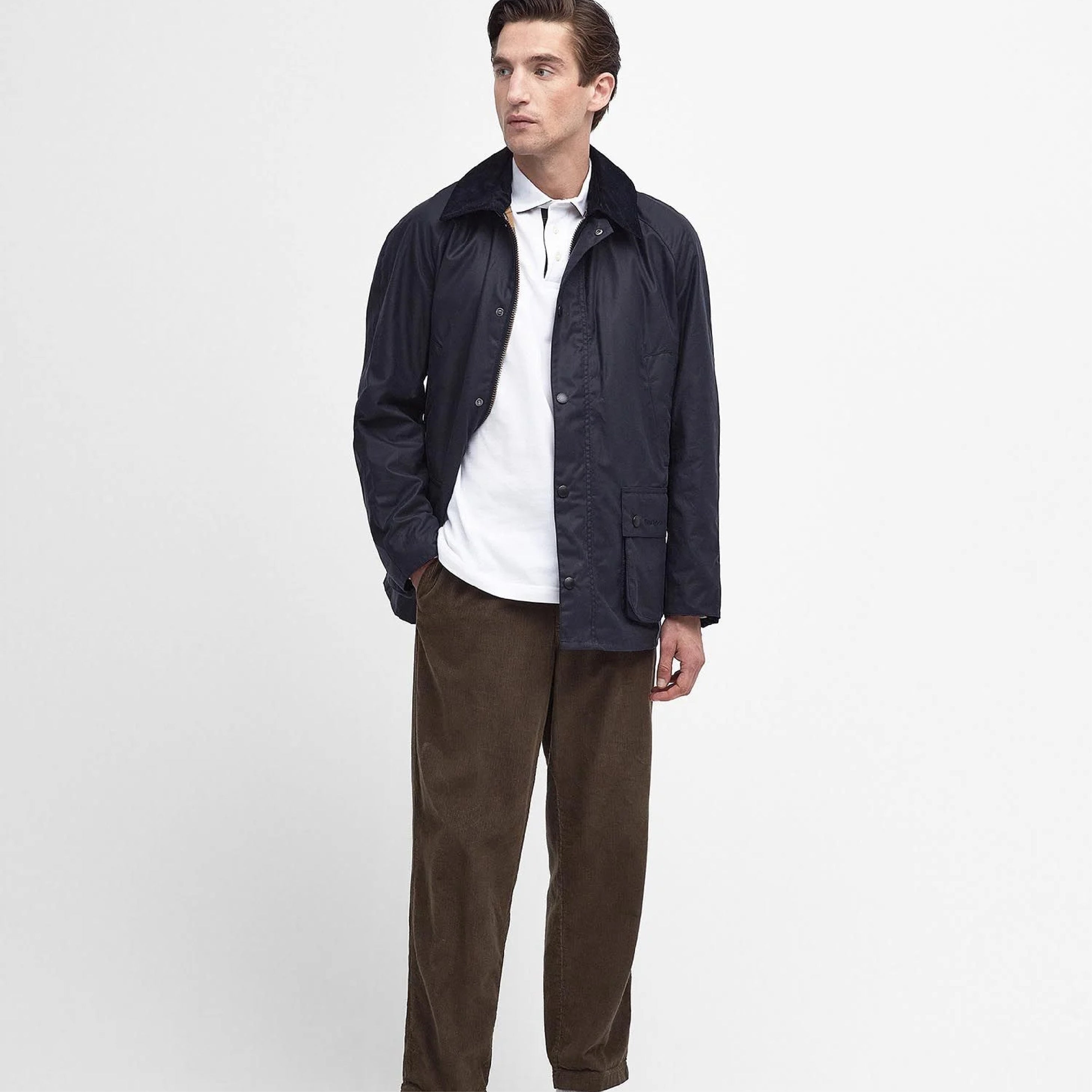 Barbour Ashby Wax Jacket Navy#Color_Navy