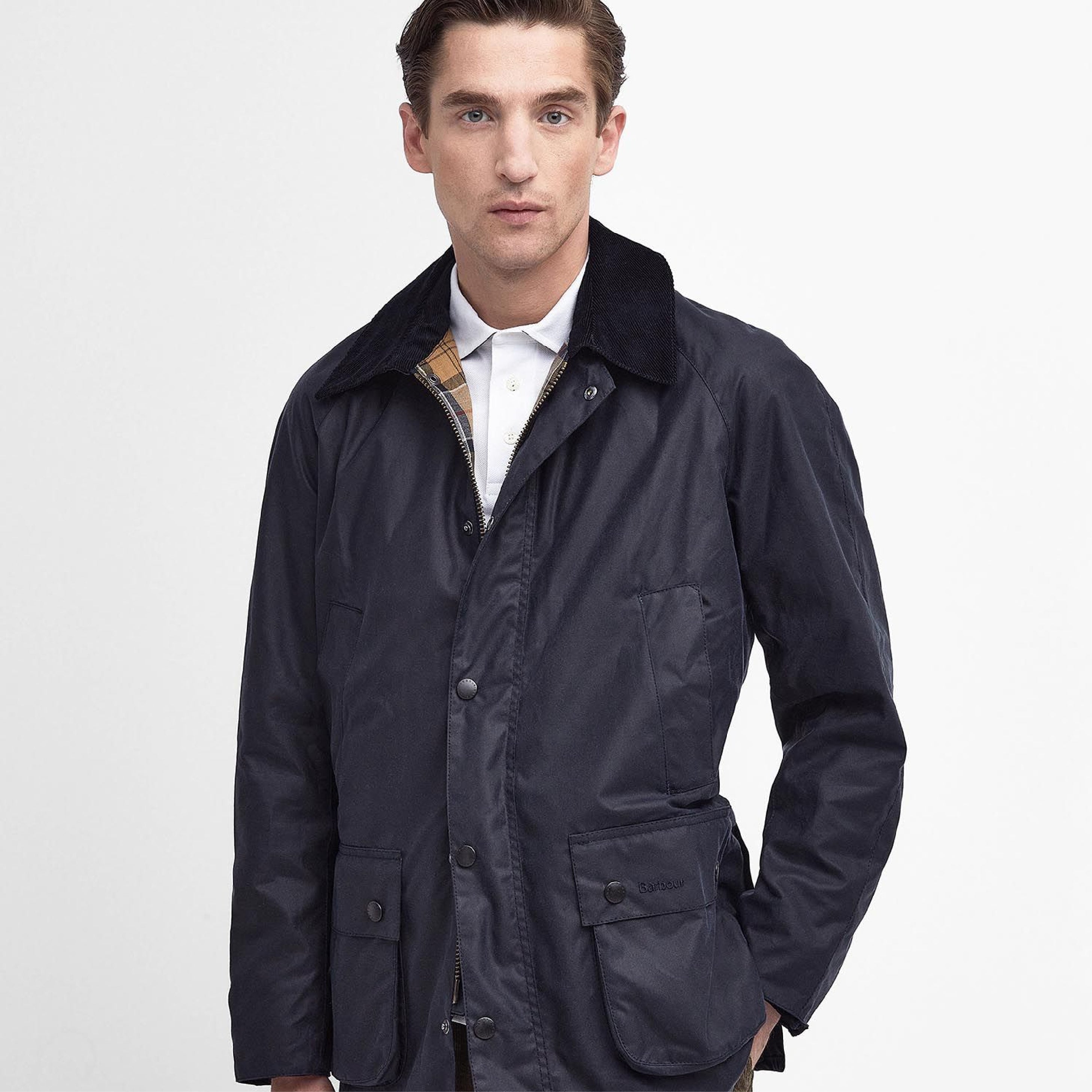 Barbour Ashby Wax Jacket Navy#Color_Navy