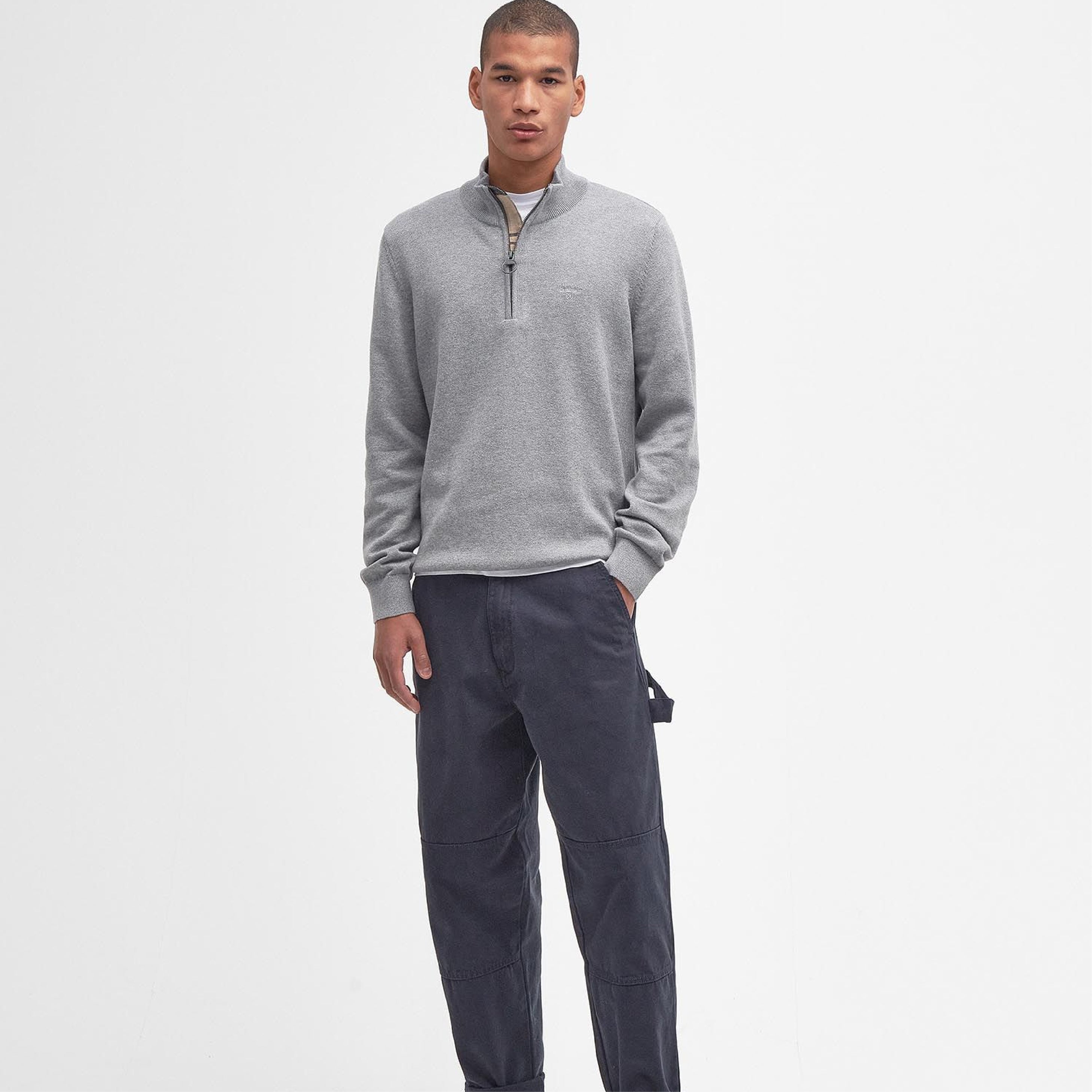 Cotton Half Zip Jumper Gray#Color_Gray