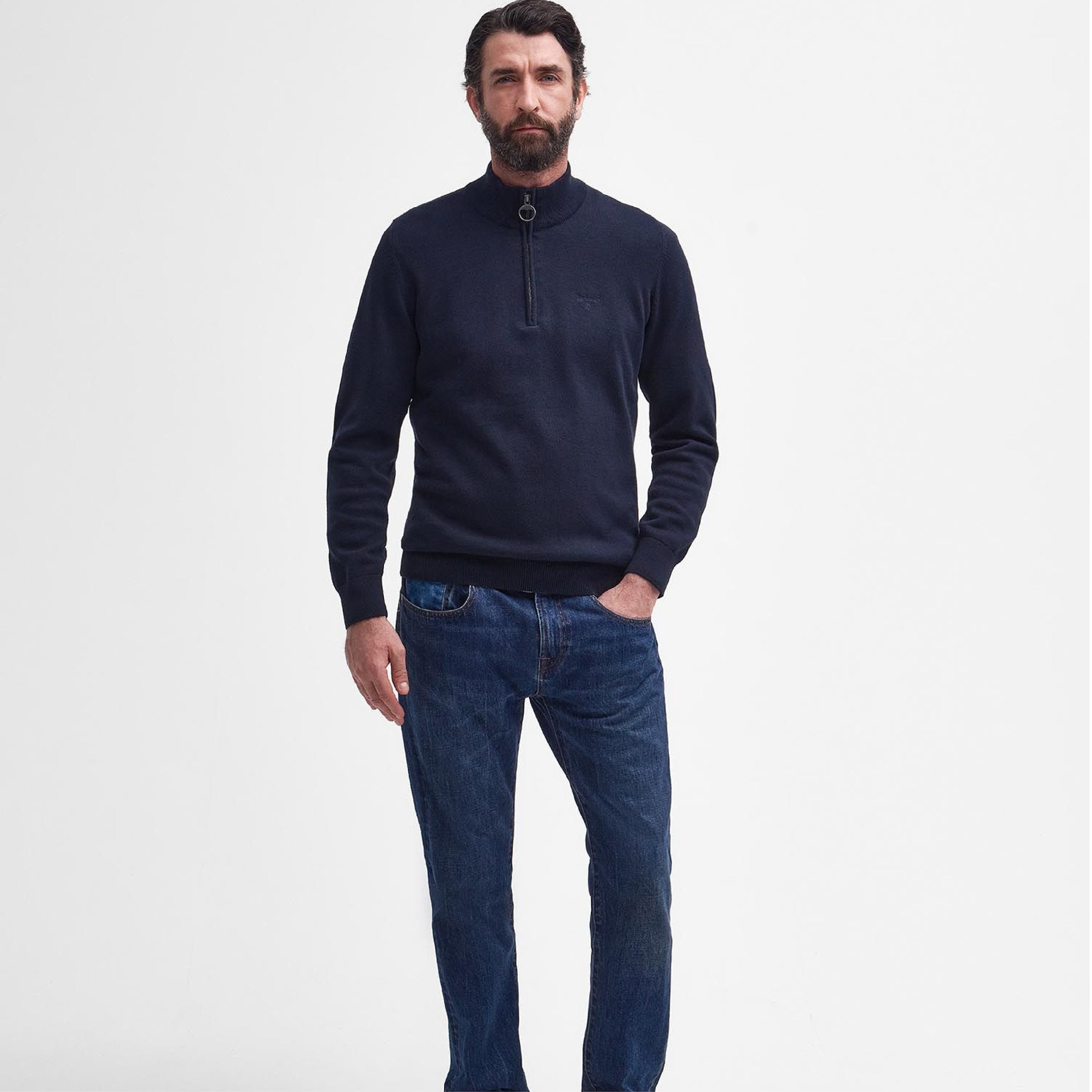 Cotton Half Zip Jumper Navy#Color_Navy