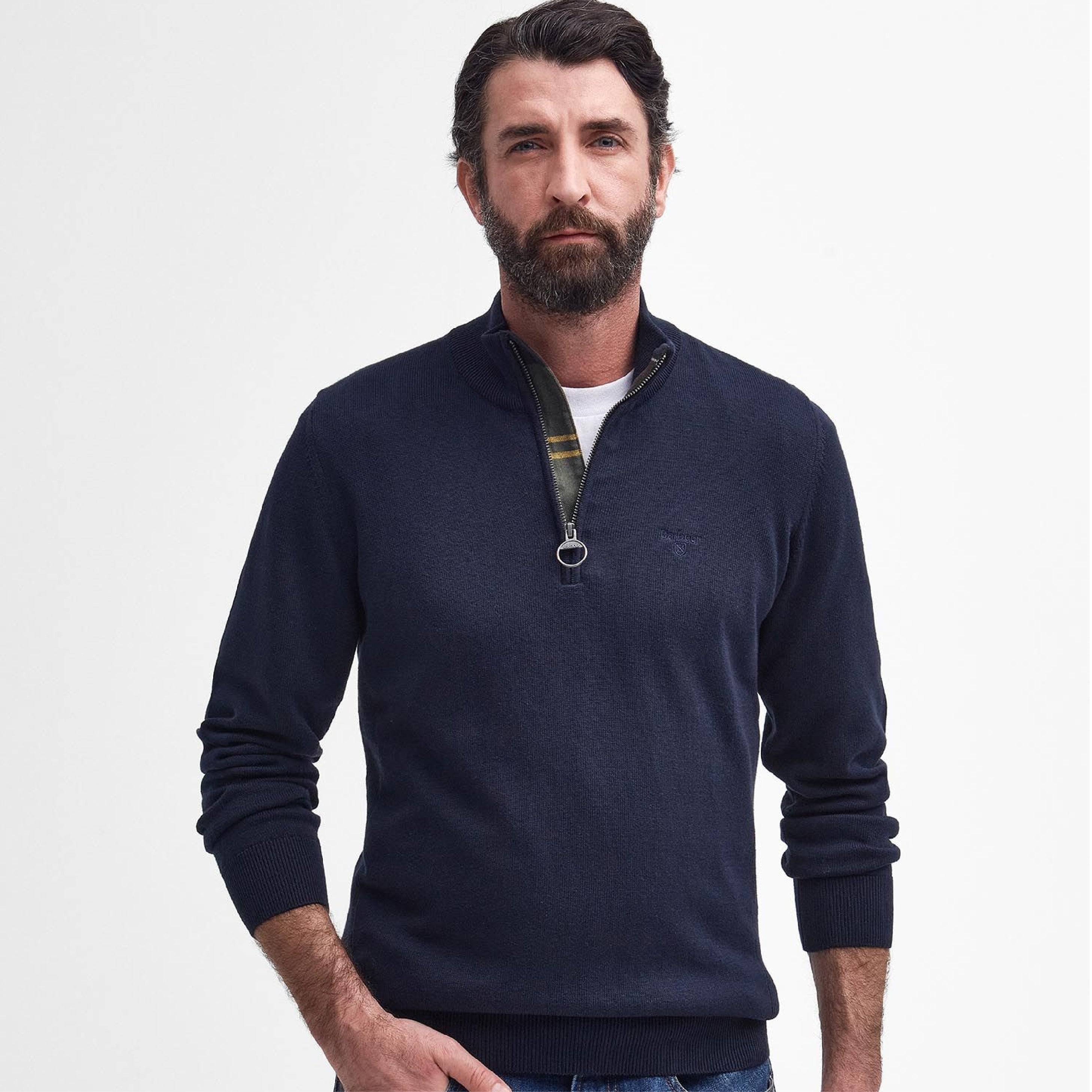 Cotton Half Zip Jumper Navy#Color_Navy