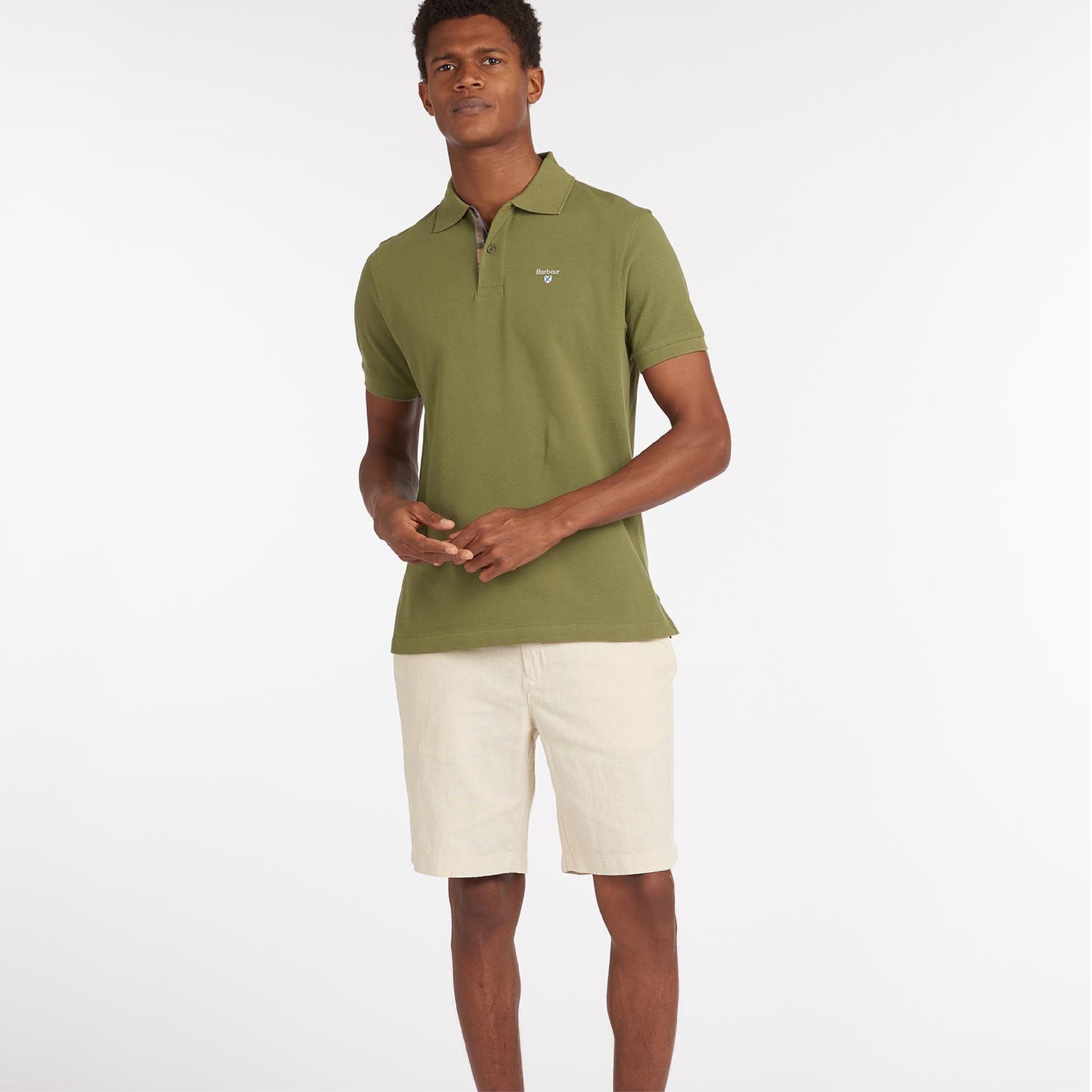 Barbour Tartan Pique Polo Burnt Olive#Color_Burnt Olive