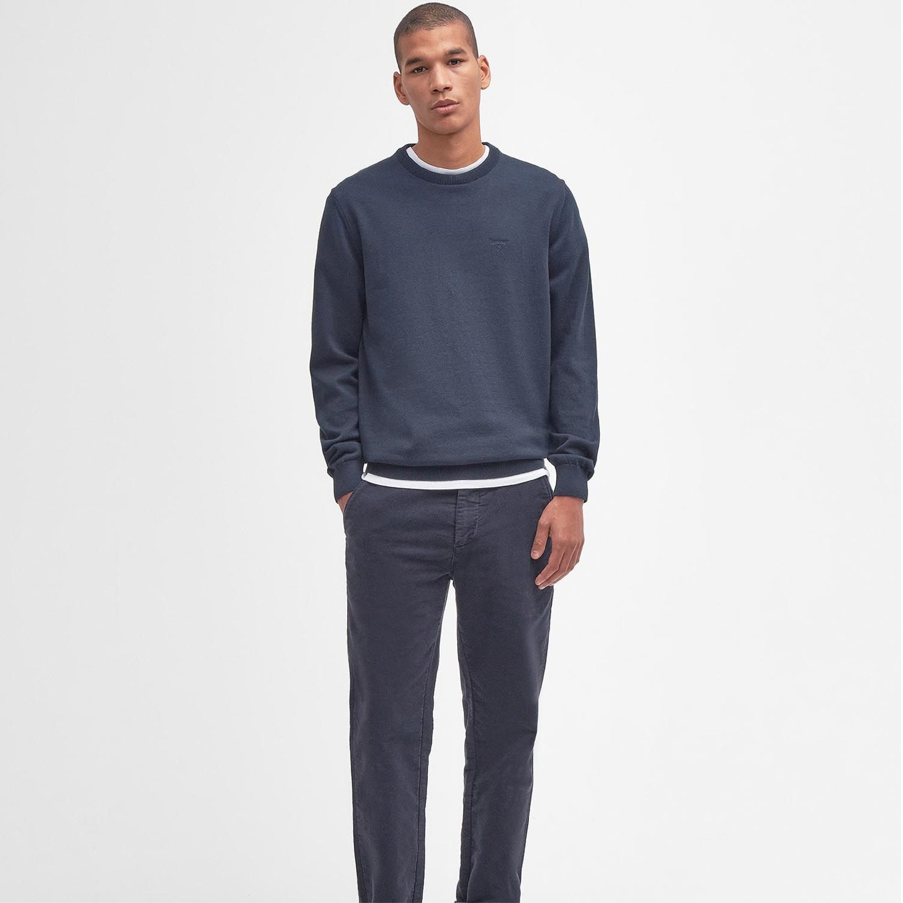 Pima Cotton Crew Neck Navy#Color_Navy