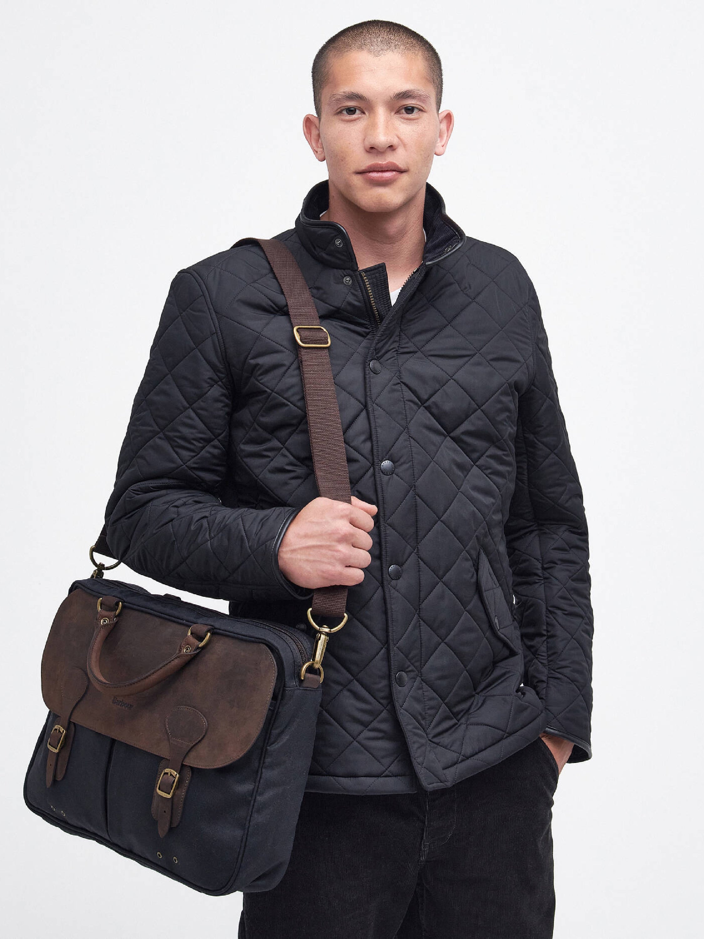 Maletín Barbour de cuero encerado Navy#Color_Navy