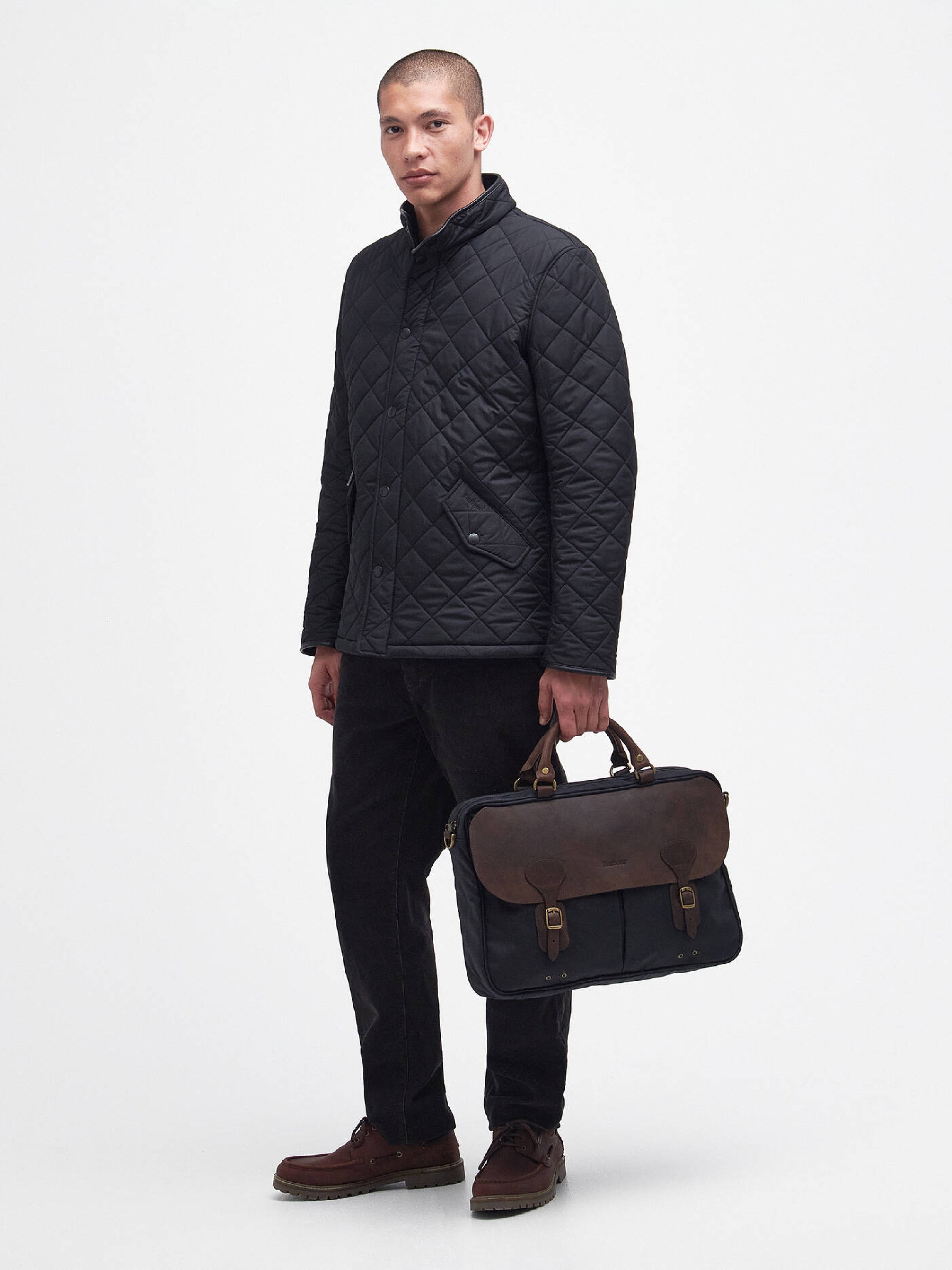 Maletín Barbour de cuero encerado Navy#Color_Navy