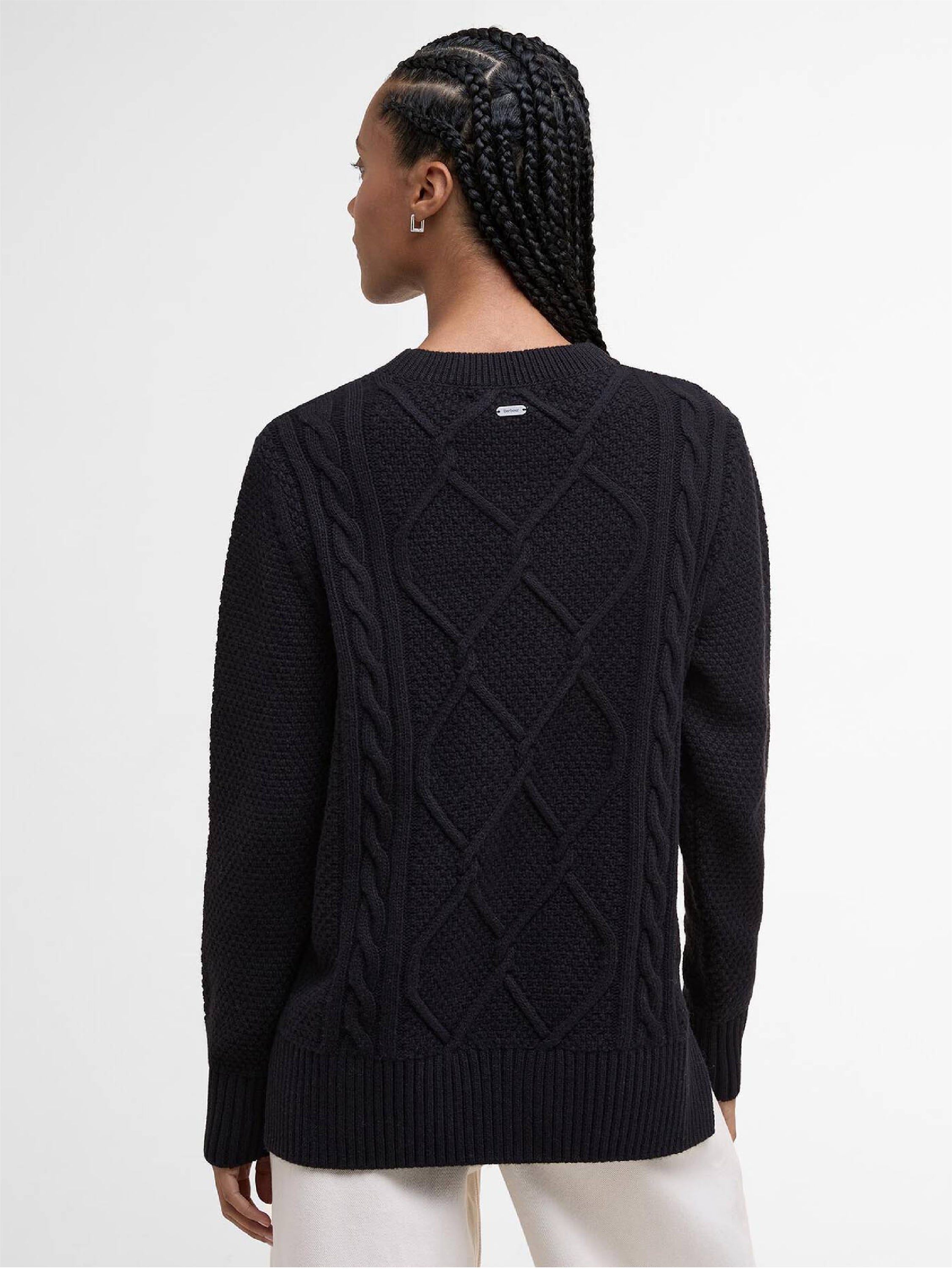 Burne Argyle Crew Neck Jumper Black#Color_Black