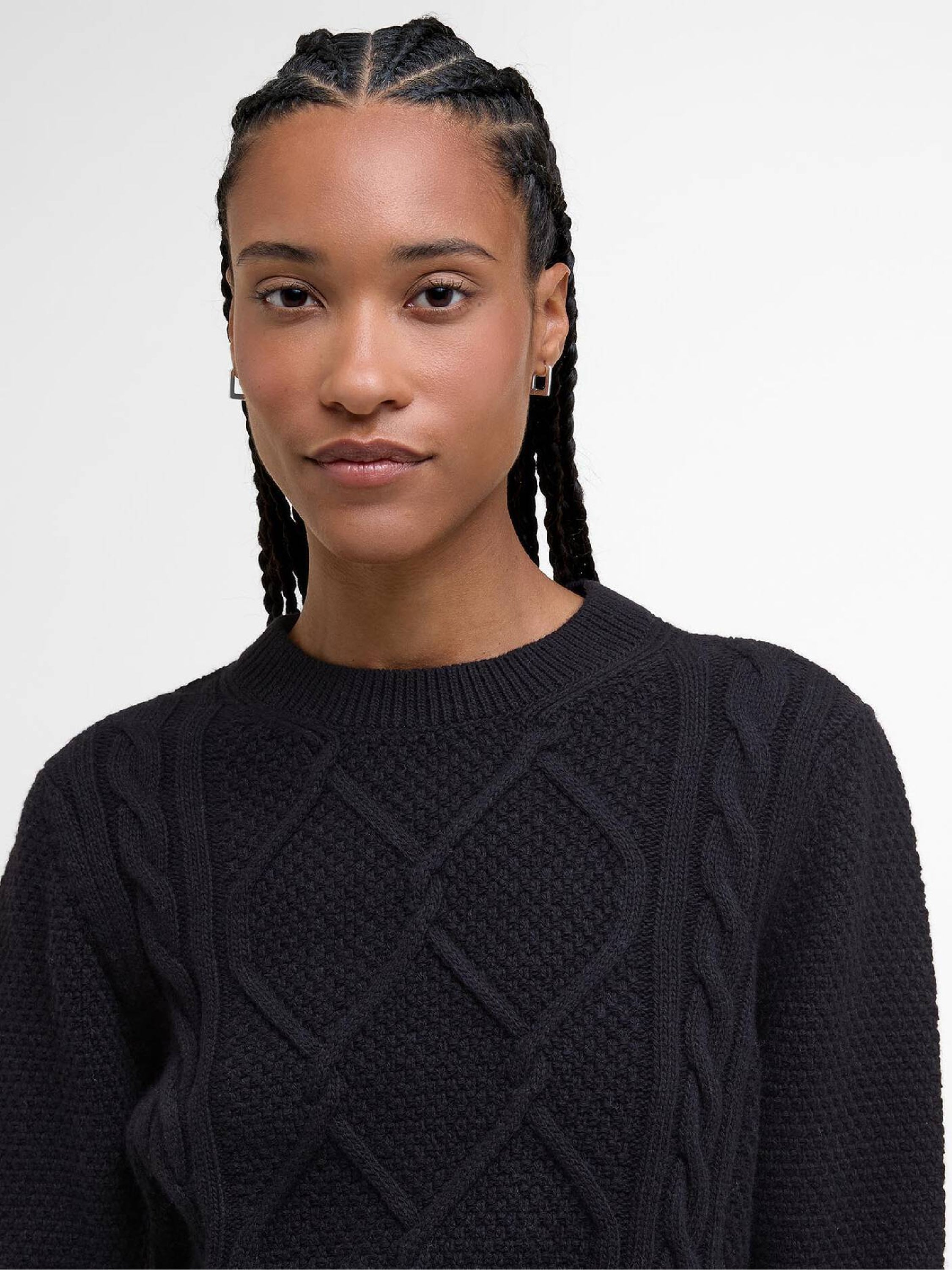 Burne Argyle Crew Neck Jumper Black#Color_Black
