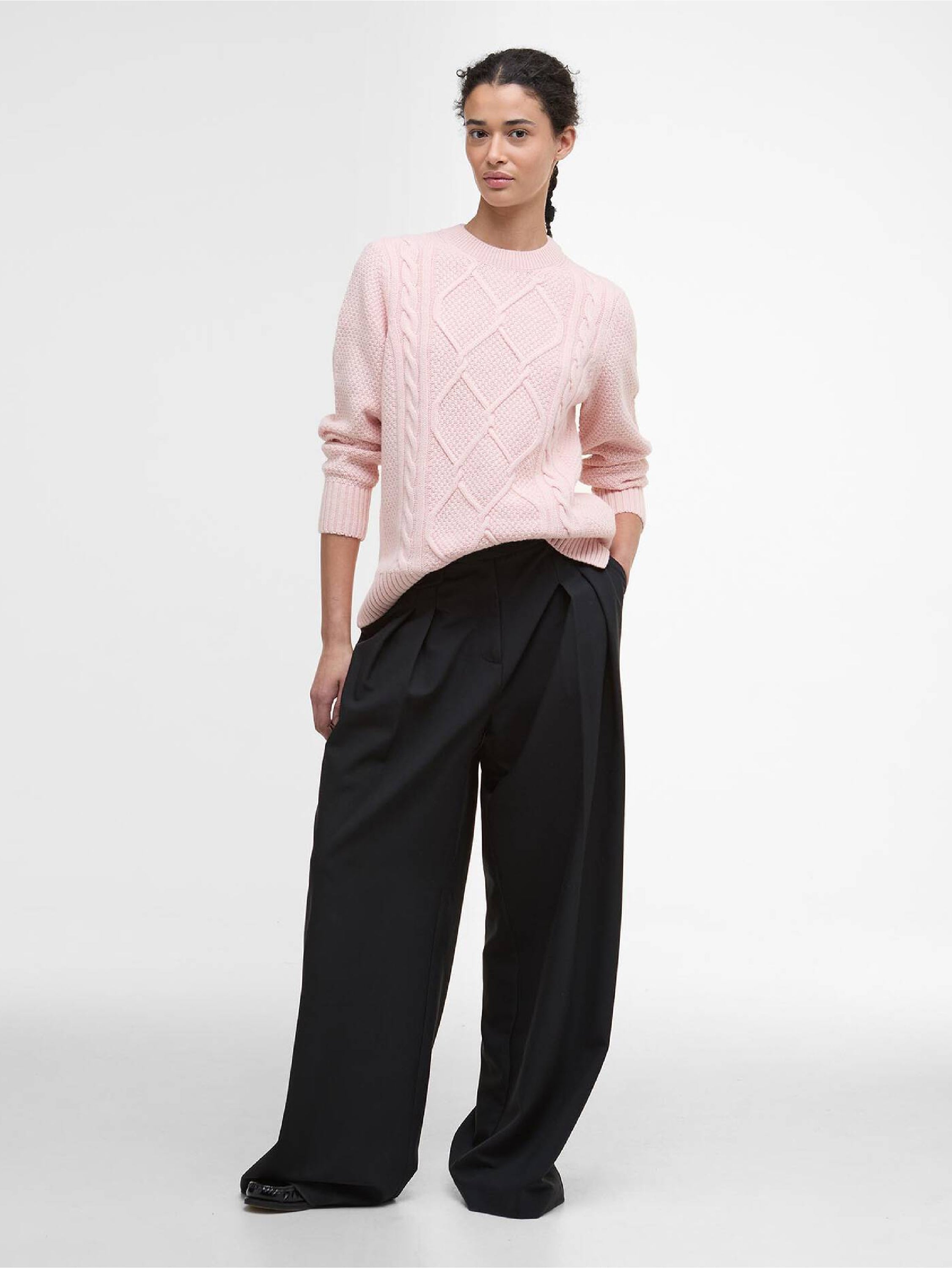 Burne Argyle Crew Neck Jumper Pink#Color_Pink