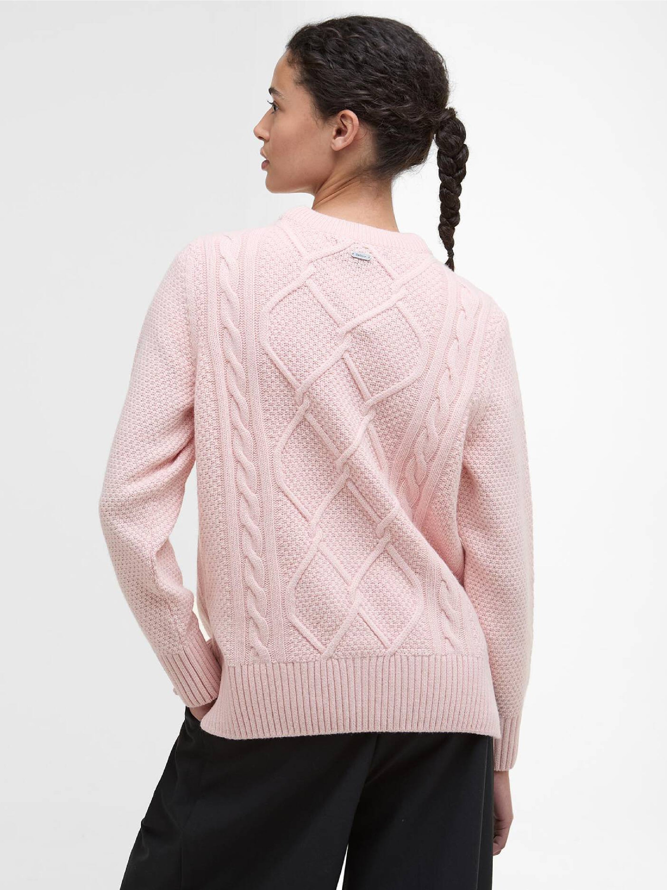 Burne Argyle Crew Neck Jumper Pink#Color_Pink