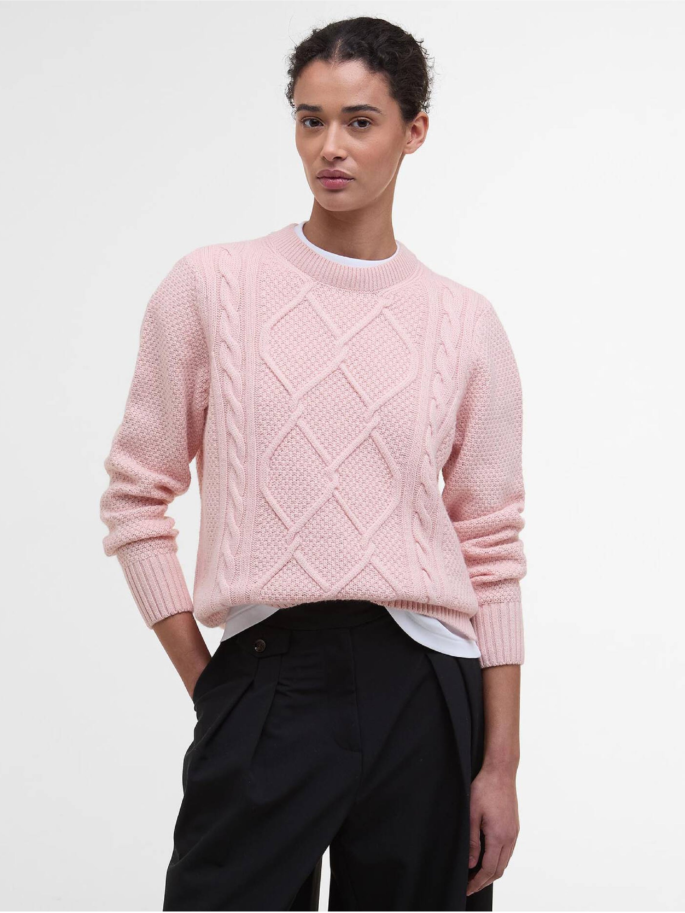 Burne Argyle Crew Neck Jumper Pink#Color_Pink