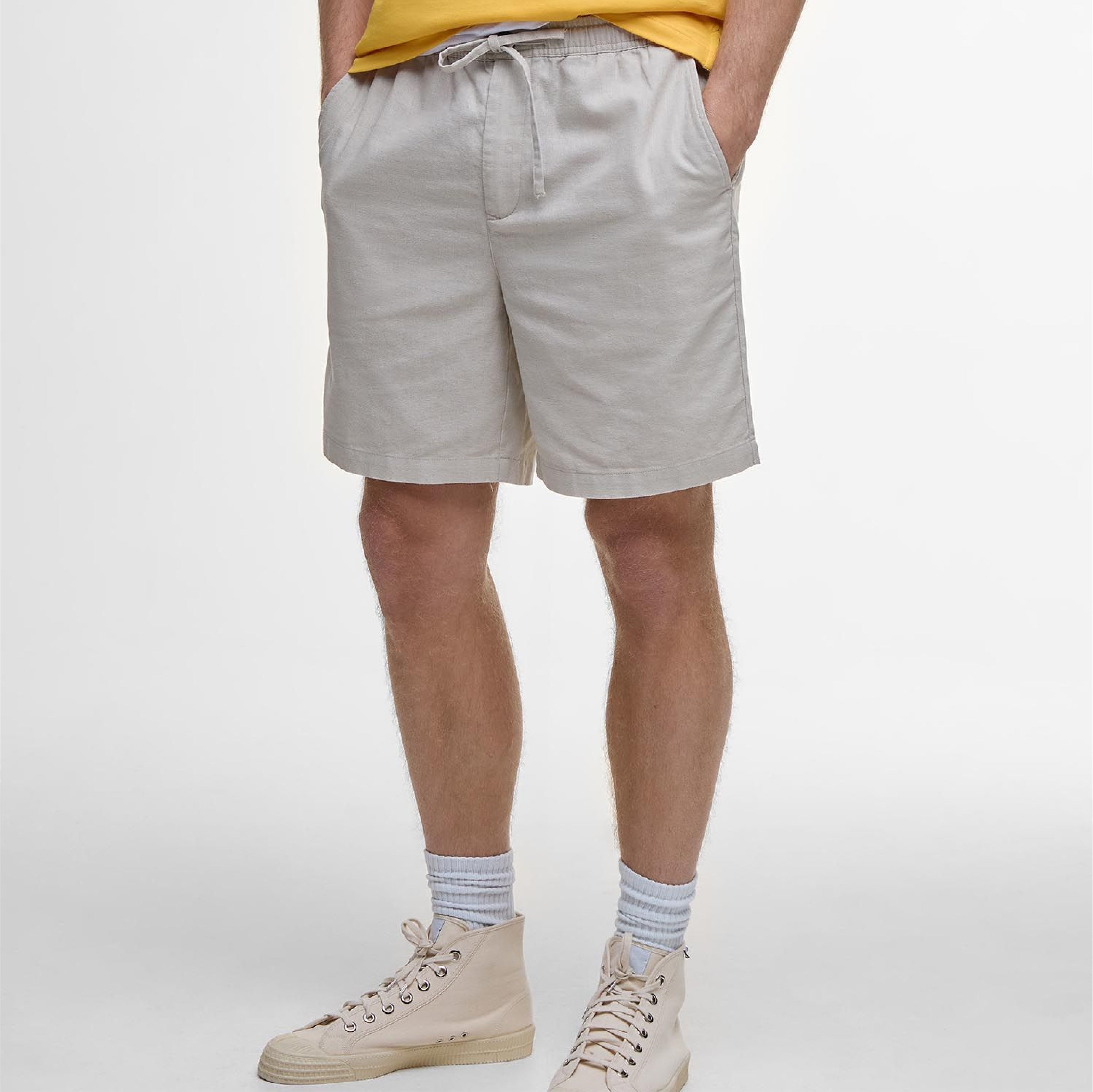Cotton Linen Relaxed Shorts Mist#Color_Mist