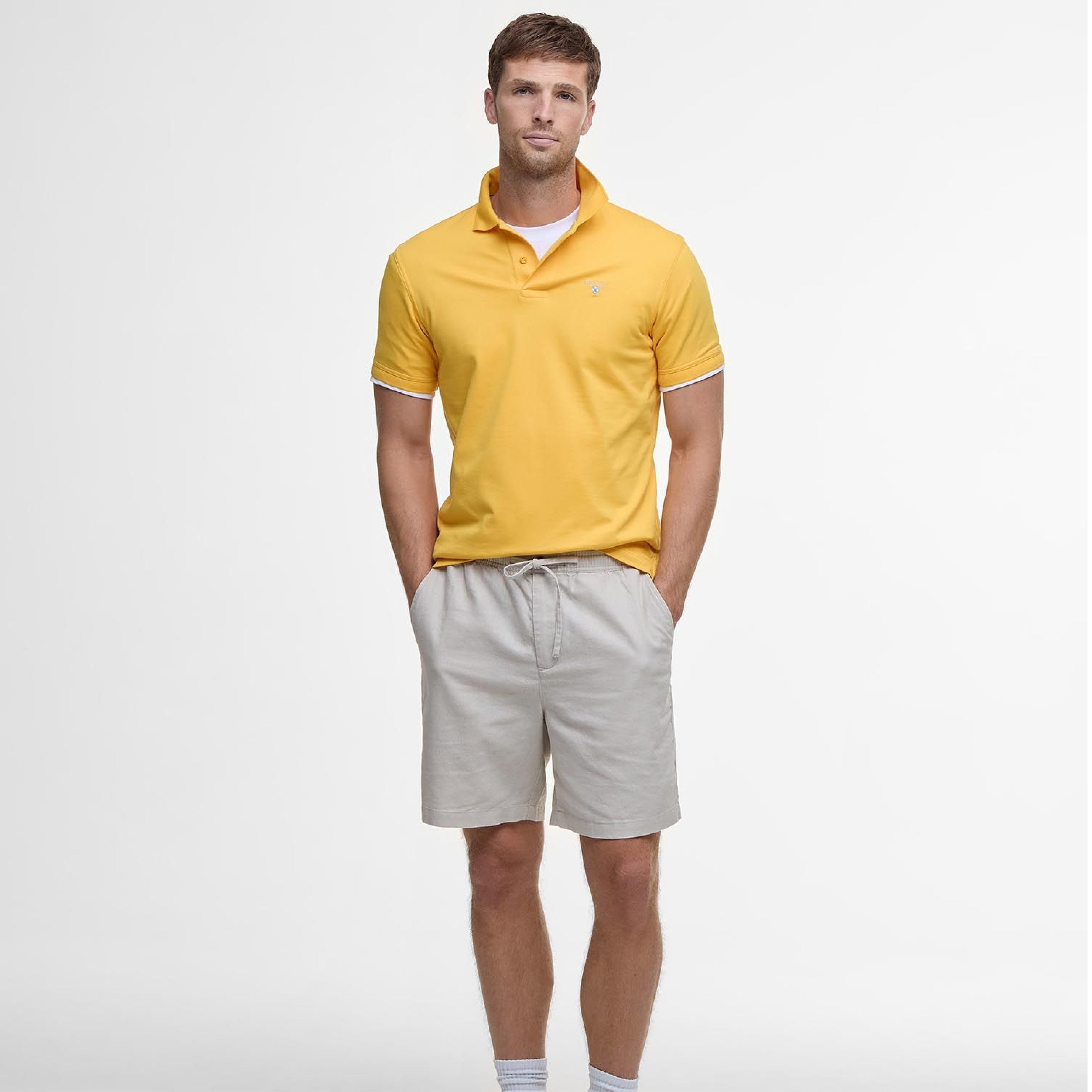 Cotton Linen Relaxed Shorts Mist#Color_Mist