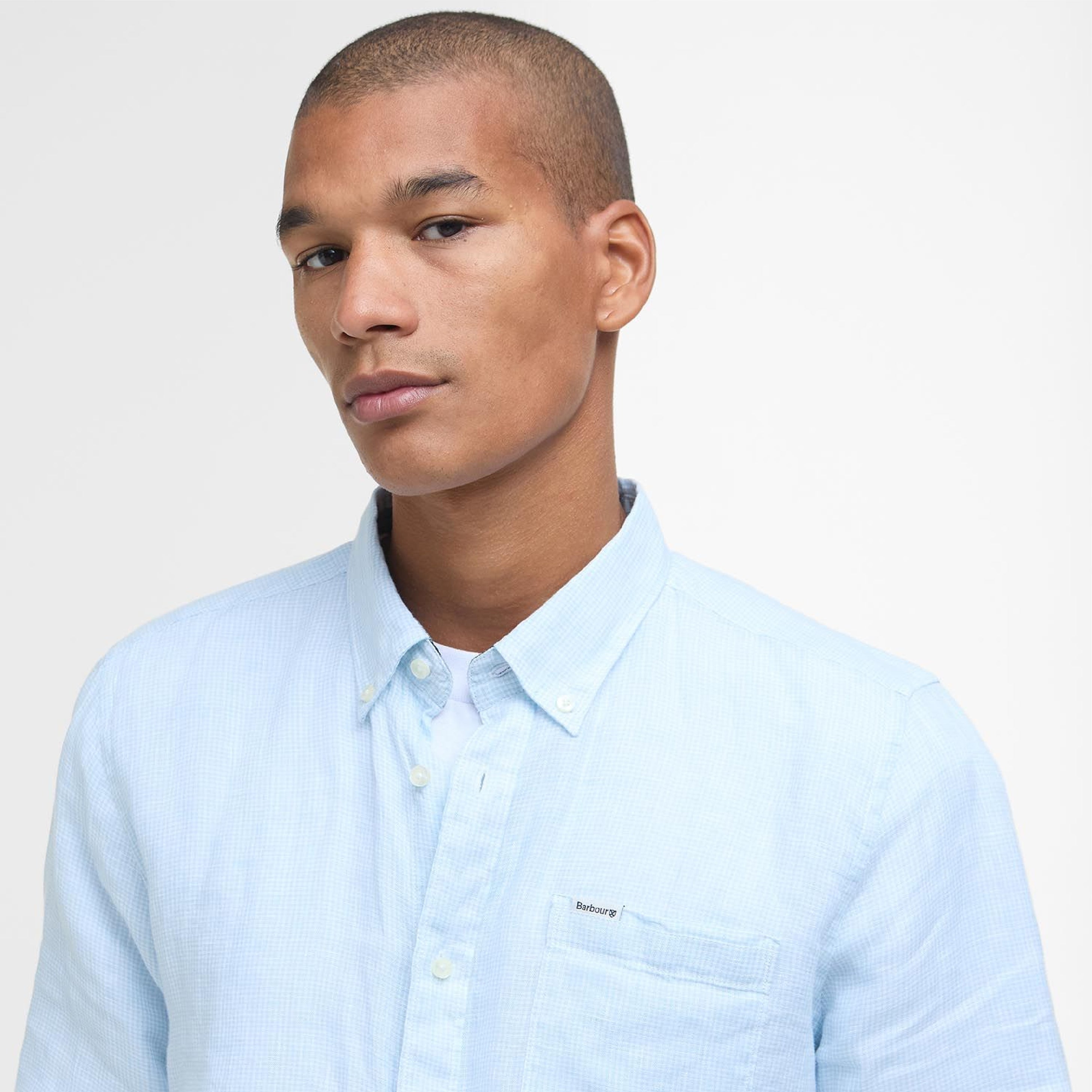 Linton Tailored Long-Sleeved Shirt Ocean Sky#Color_Ocean Sky