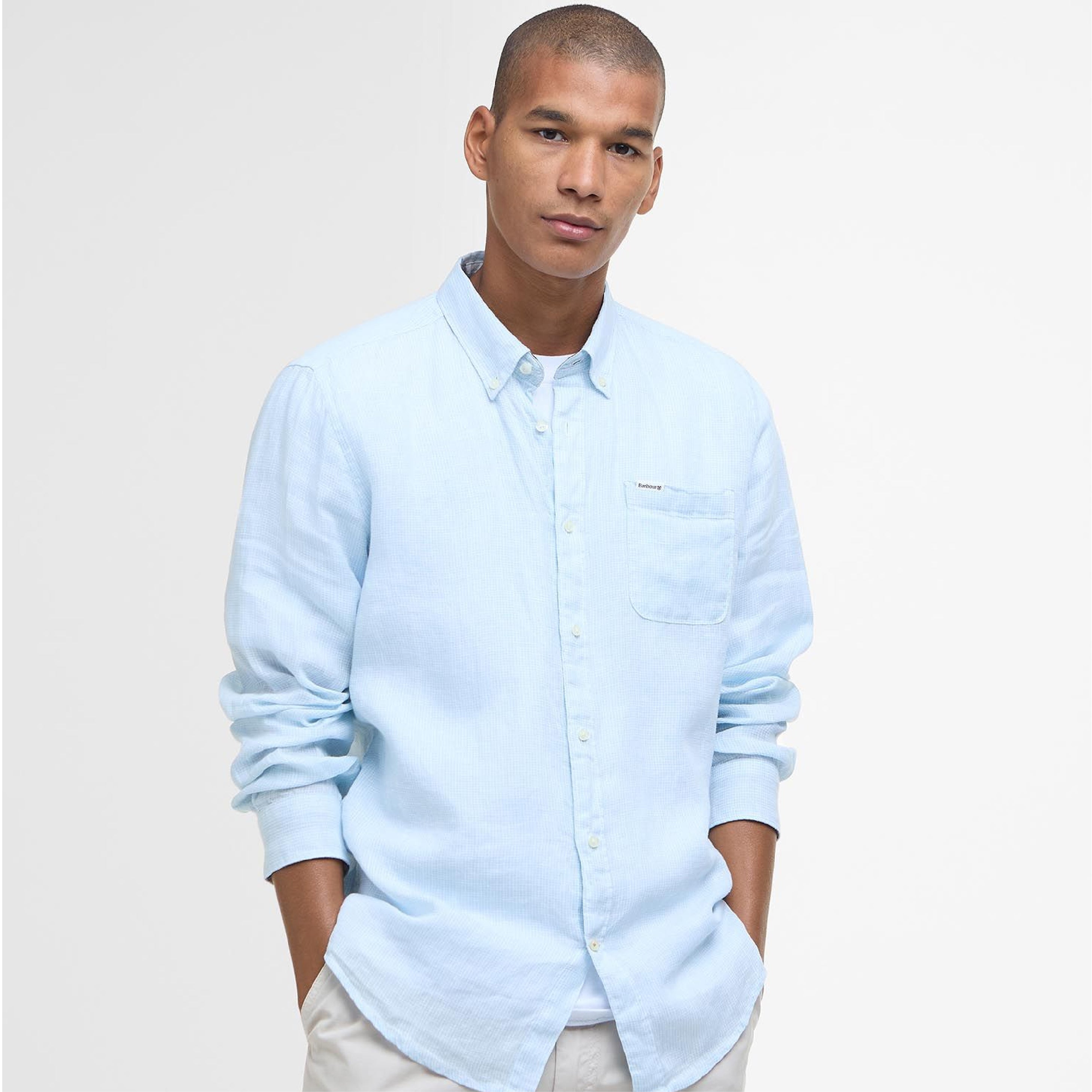Linton Tailored Long-Sleeved Shirt Ocean Sky#Color_Ocean Sky