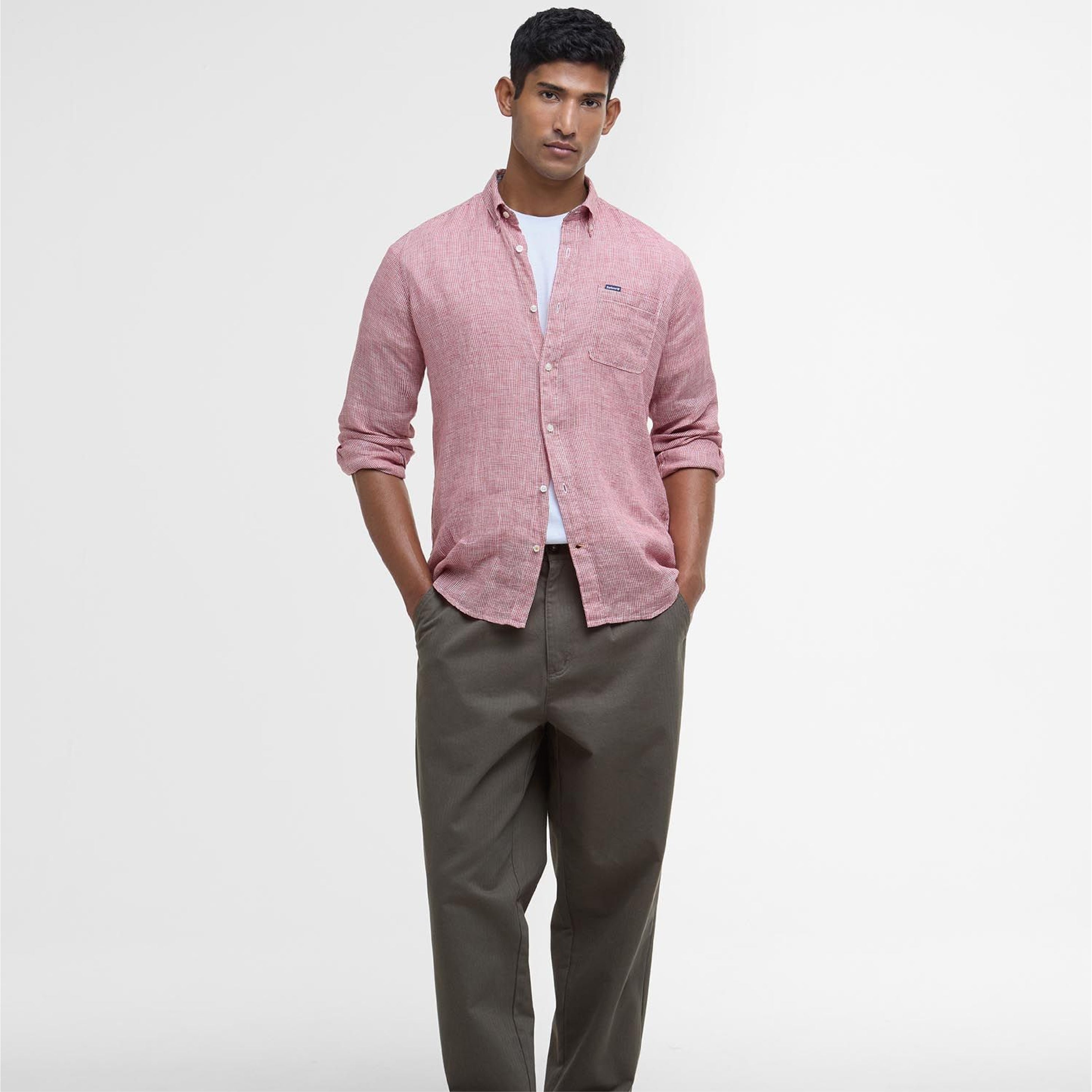 Linton Tailored Long-Sleeved Shirt Red Spice#Color_Red Spice