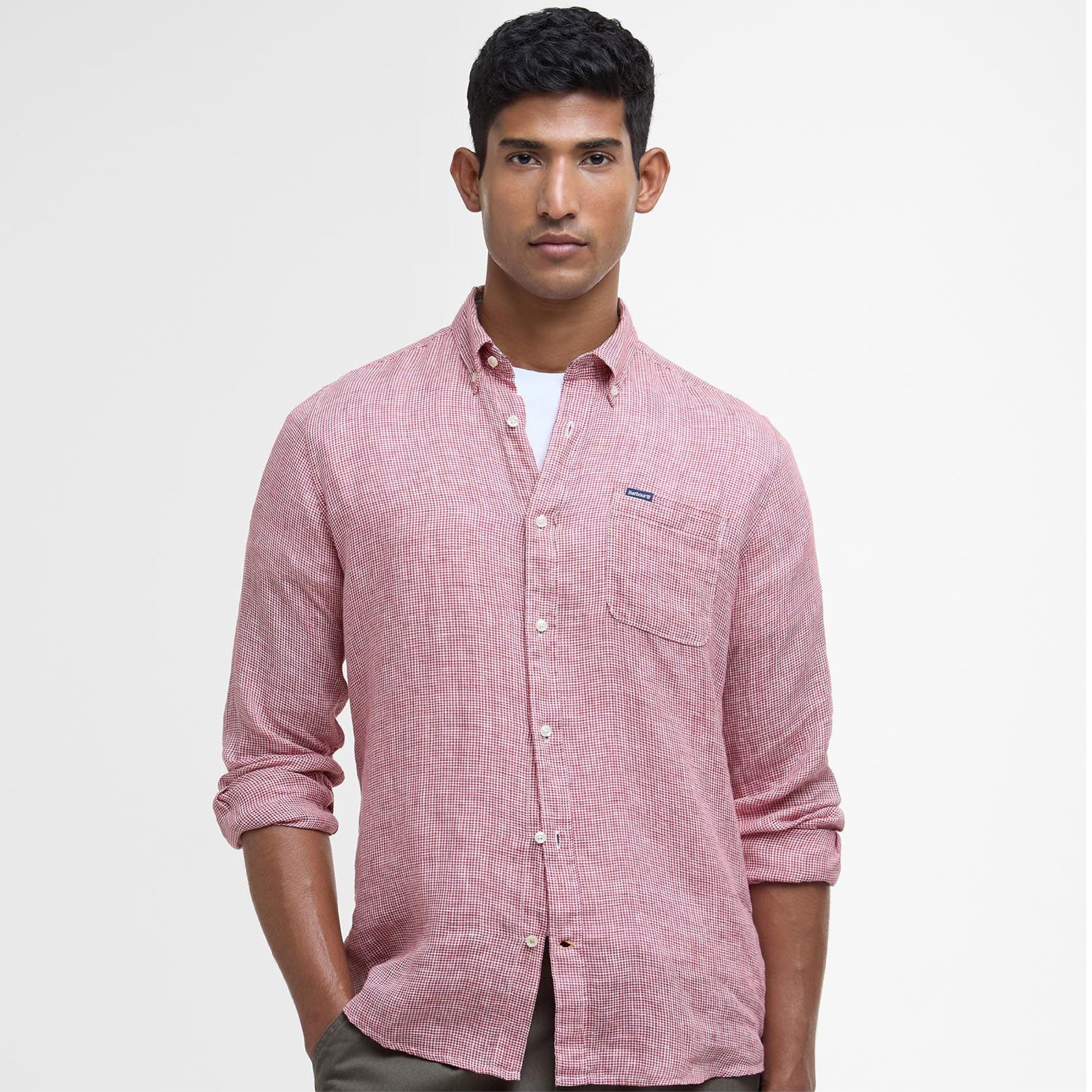 Linton Tailored Long-Sleeved Shirt Red Spice#Color_Red Spice
