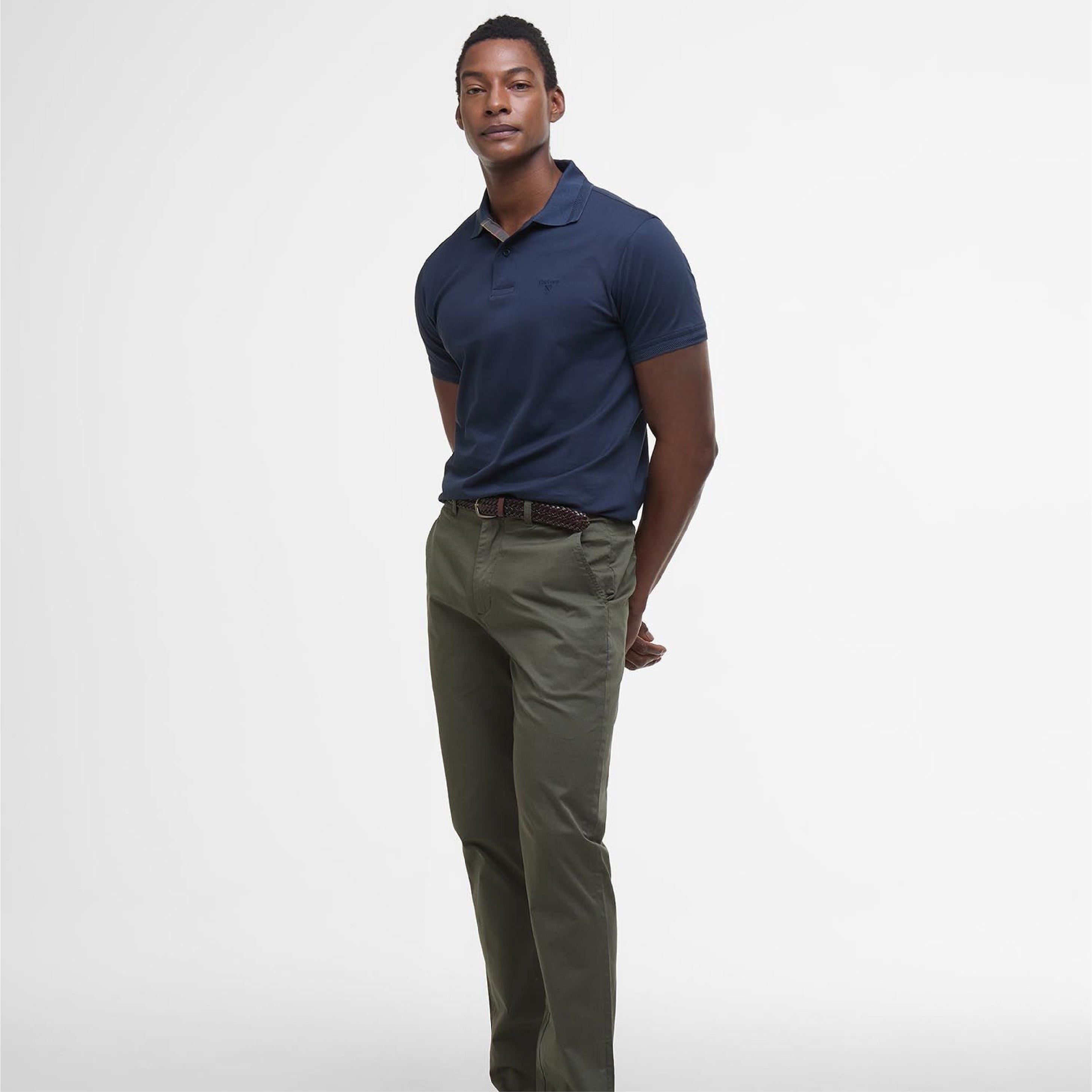 Premium Tartan Pique Polo Shirt Navy#Color_Navy