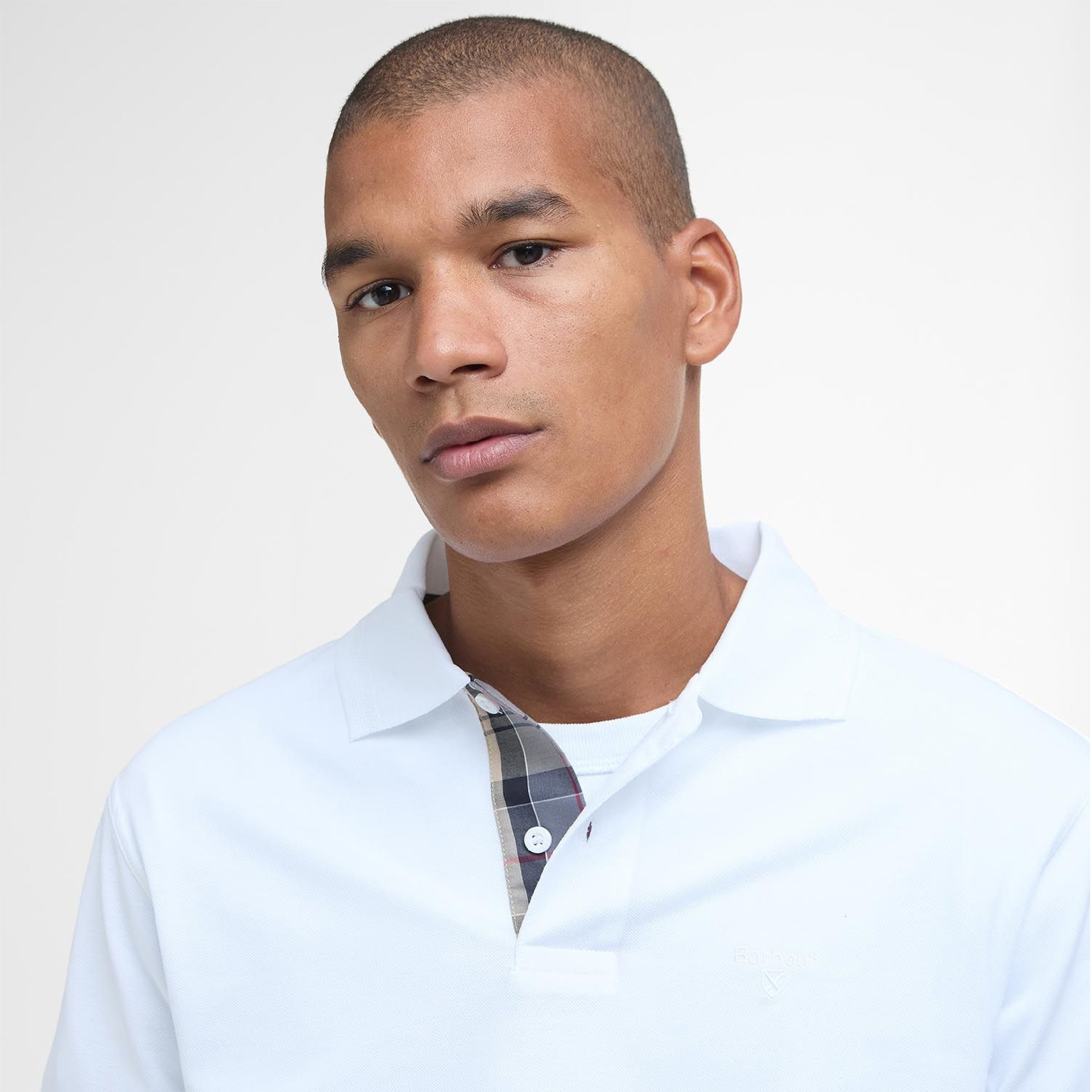 Premium Tartan Pique Polo Shirt White#Color_White