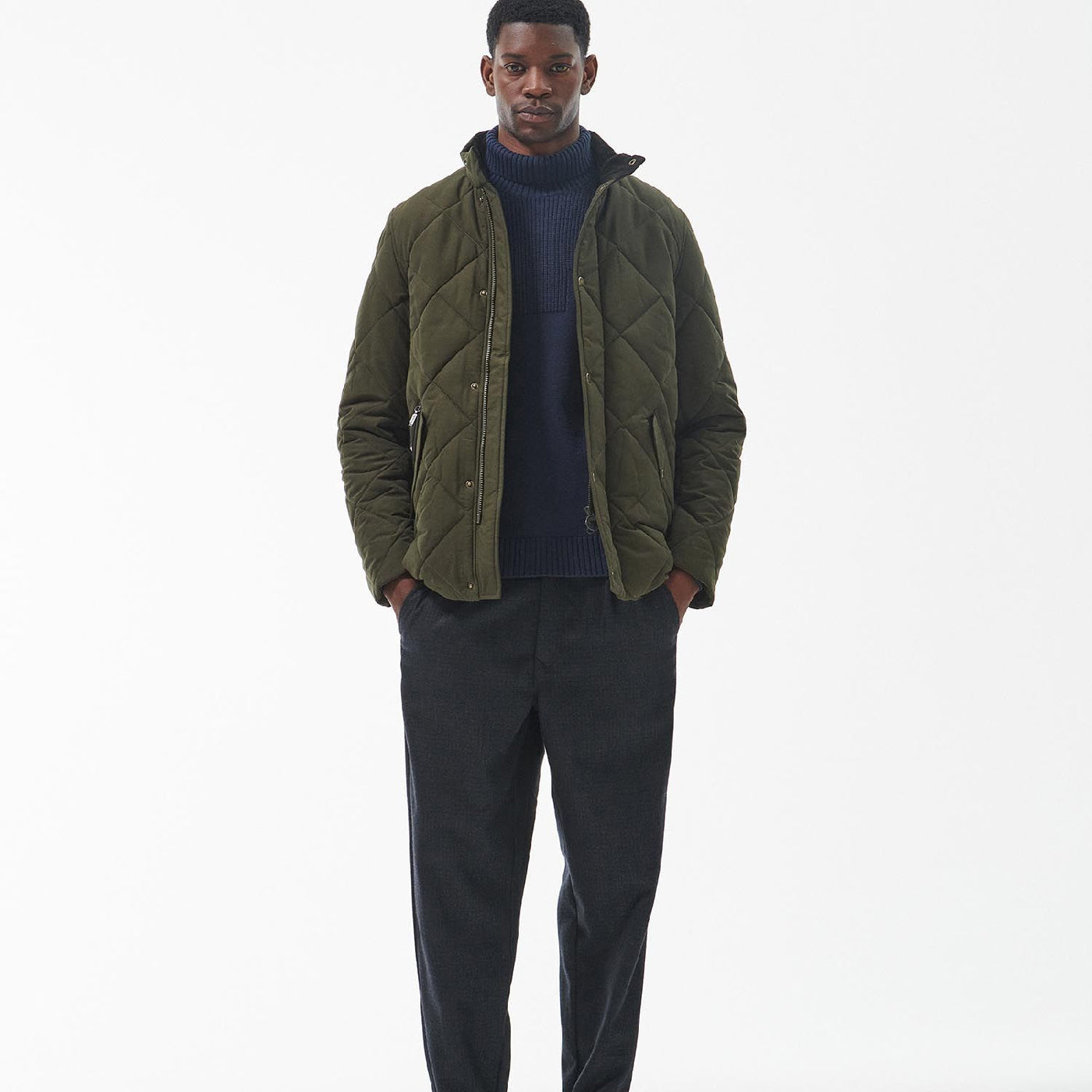 Barbour Win Chelsea Quilt Dark Olive#Color_Dark Olive