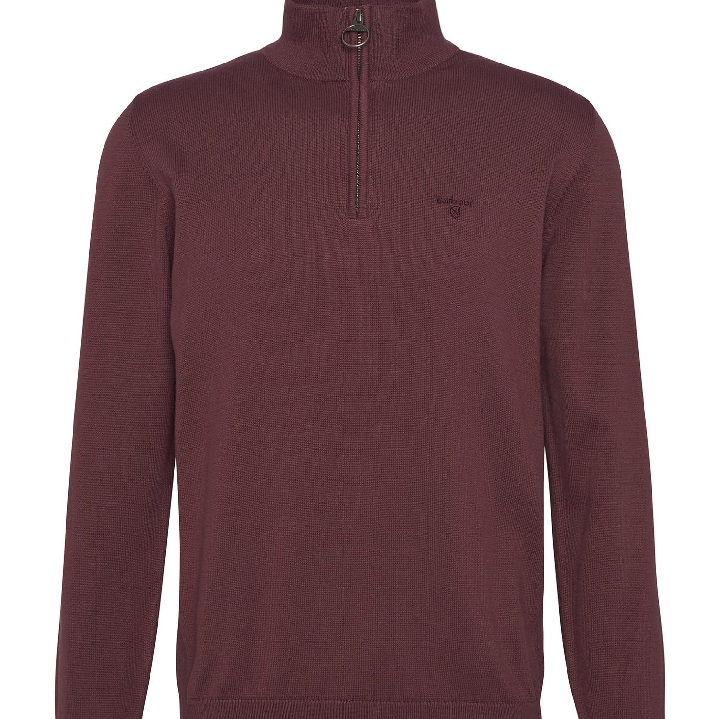 Cotton Half Zip Jumper Burnt Heather#Color_Burnt Heather