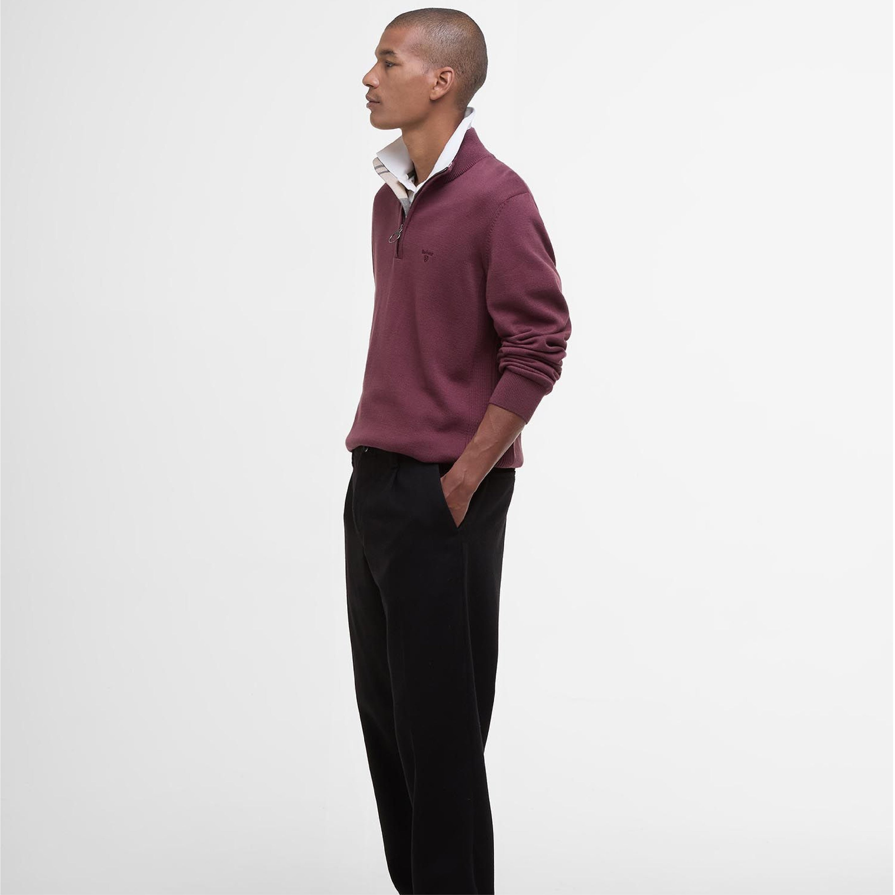 Cotton Half Zip Jumper Burnt Heather#Color_Burnt Heather