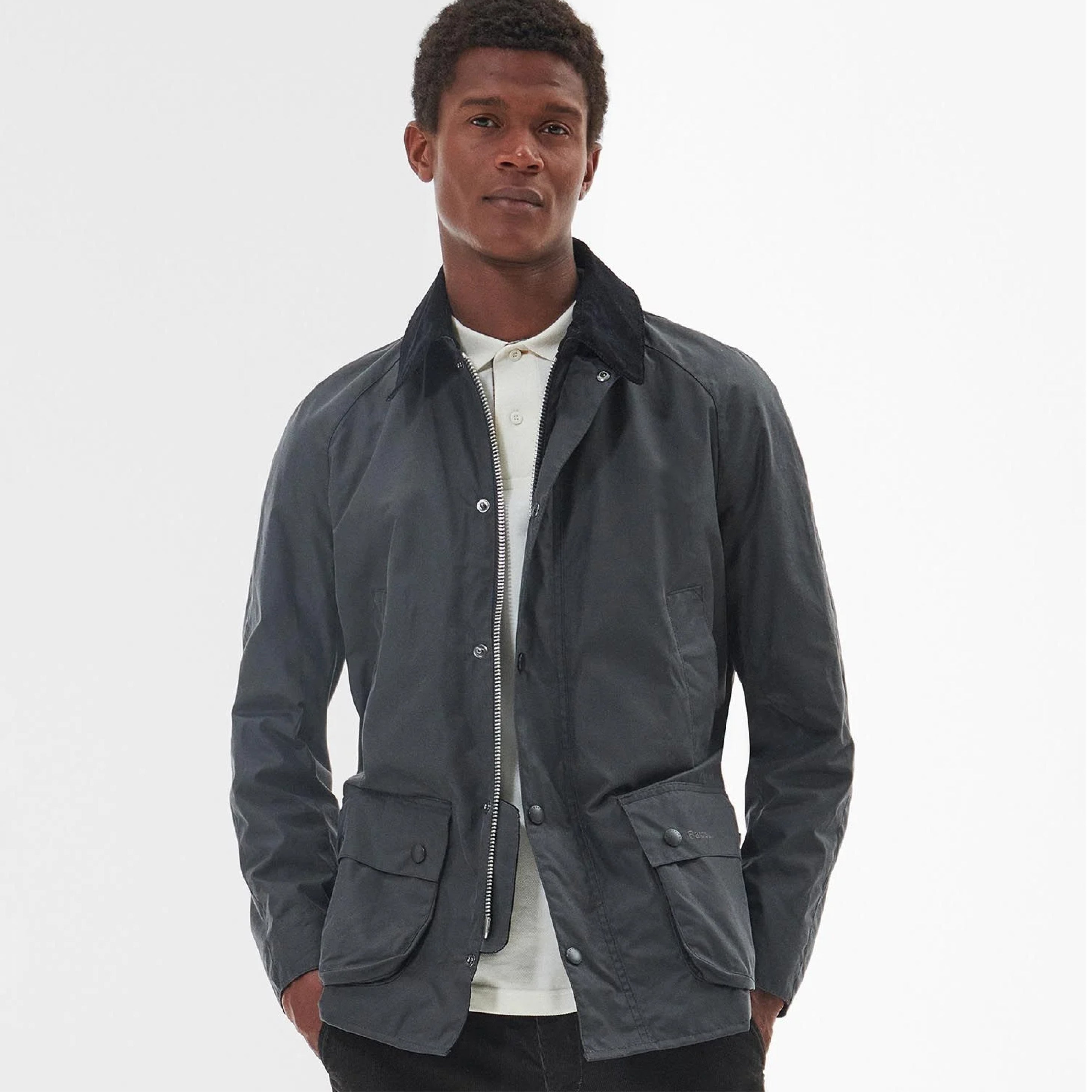 Barbour Ashby Wax Jacket Grey#Color_Grey