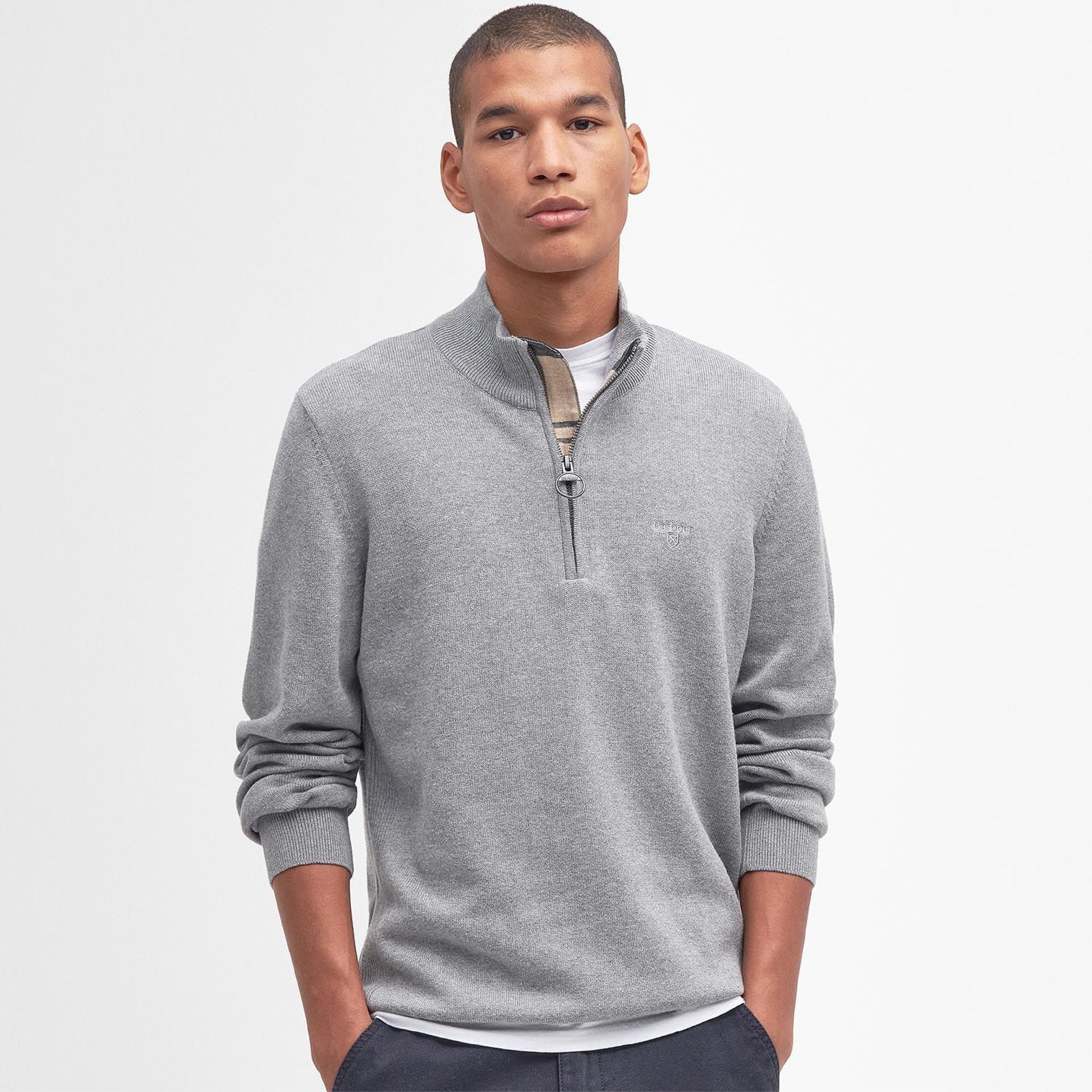 Cotton Half Zip Jumper Gray#Color_Gray