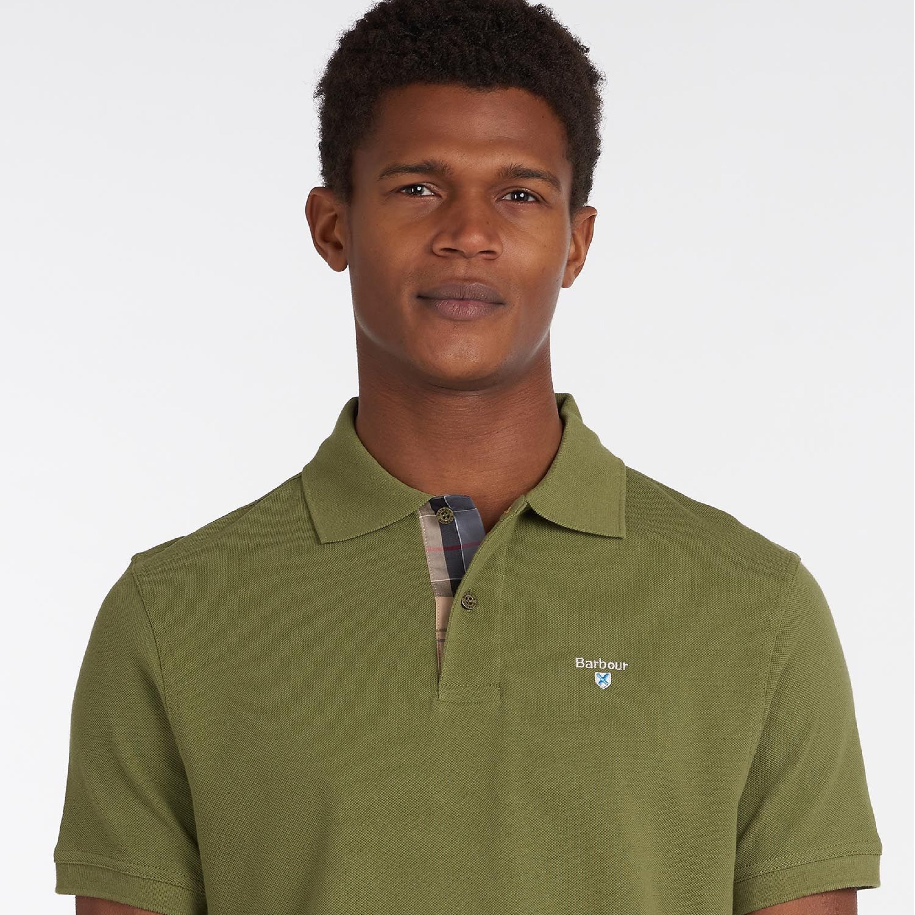 Barbour Tartan Pique Polo Burnt Olive#Color_Burnt Olive