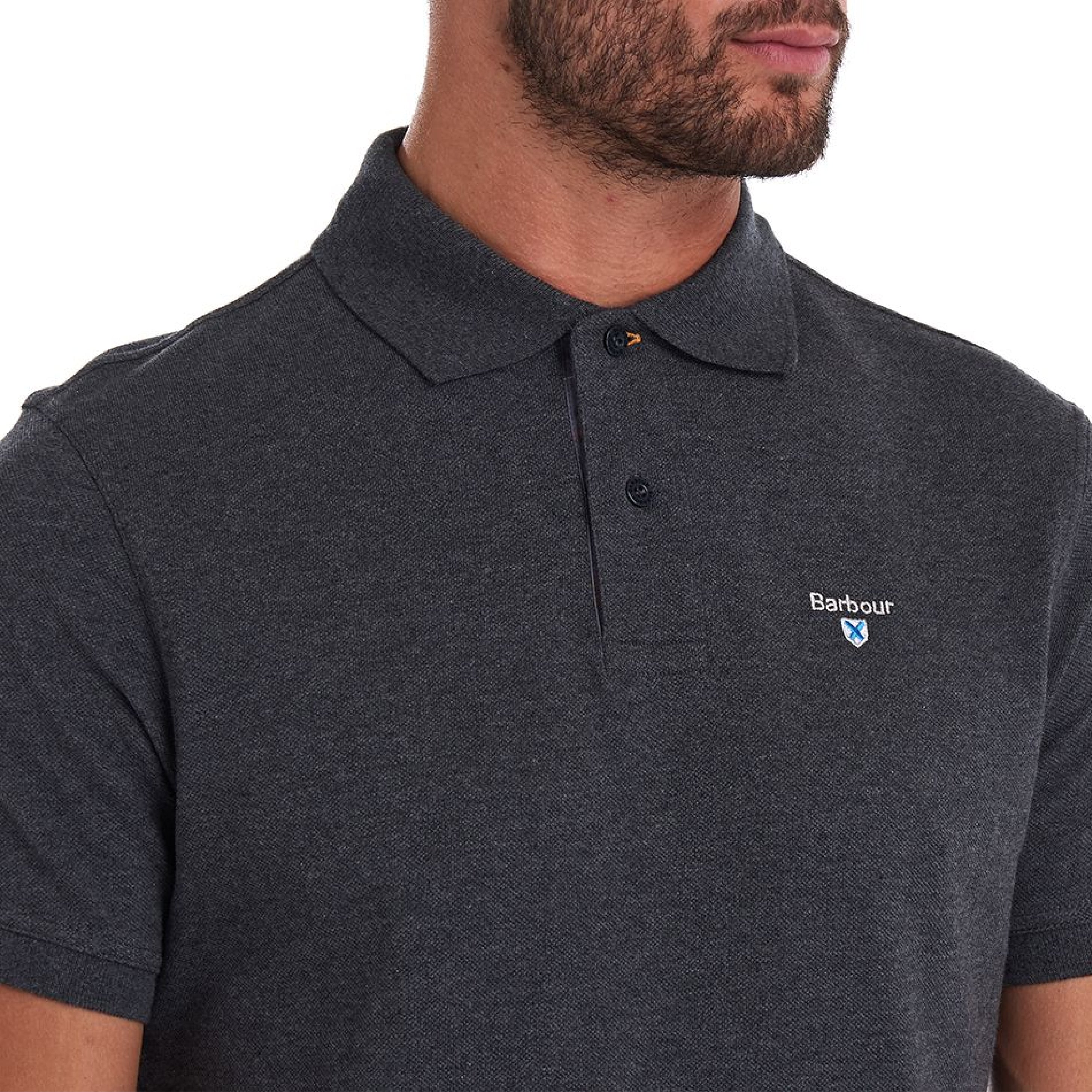 Barbour Tartan Pique Polo Slate Marl#Color_Slate Marl