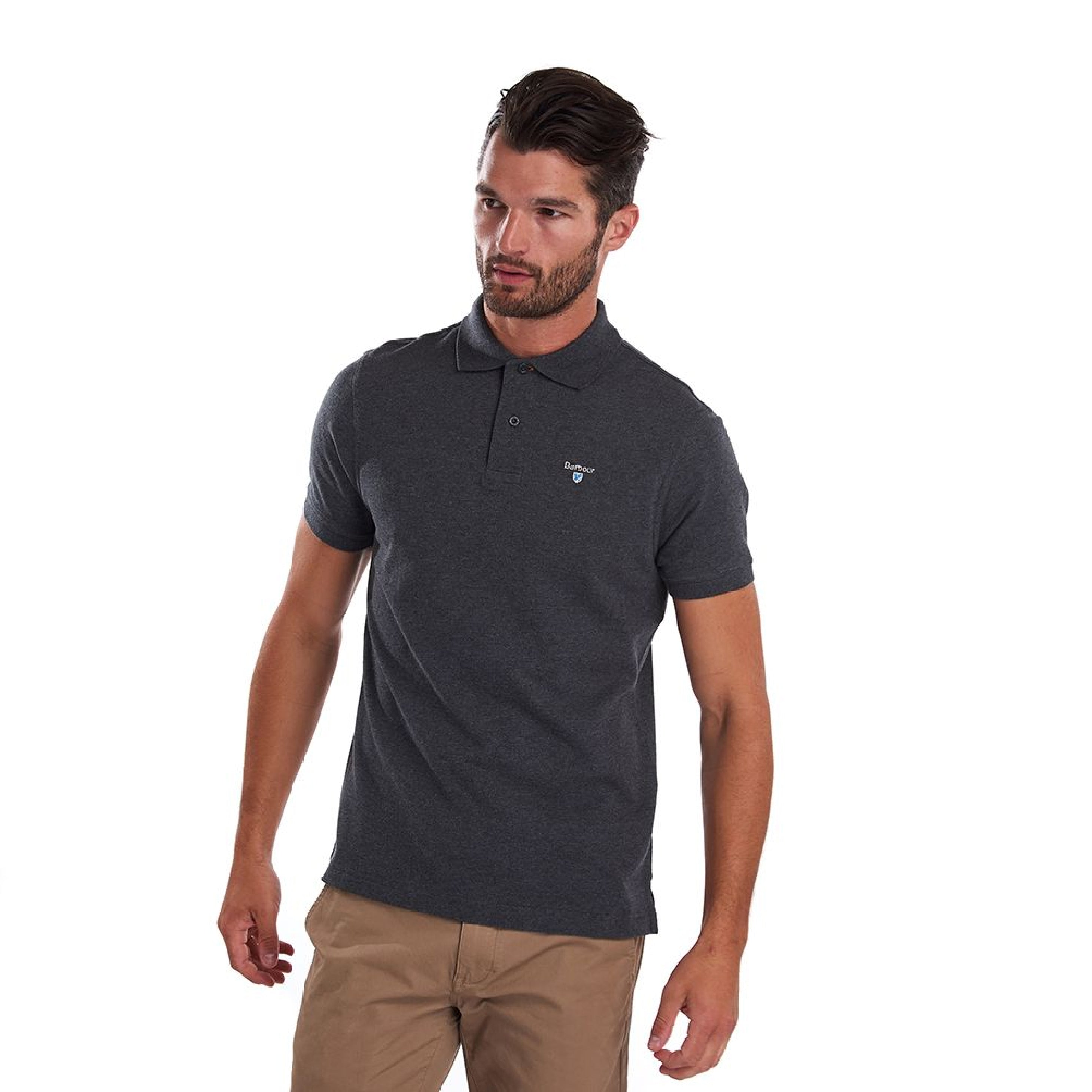 Barbour Tartan Pique Polo Slate Marl#Color_Slate Marl