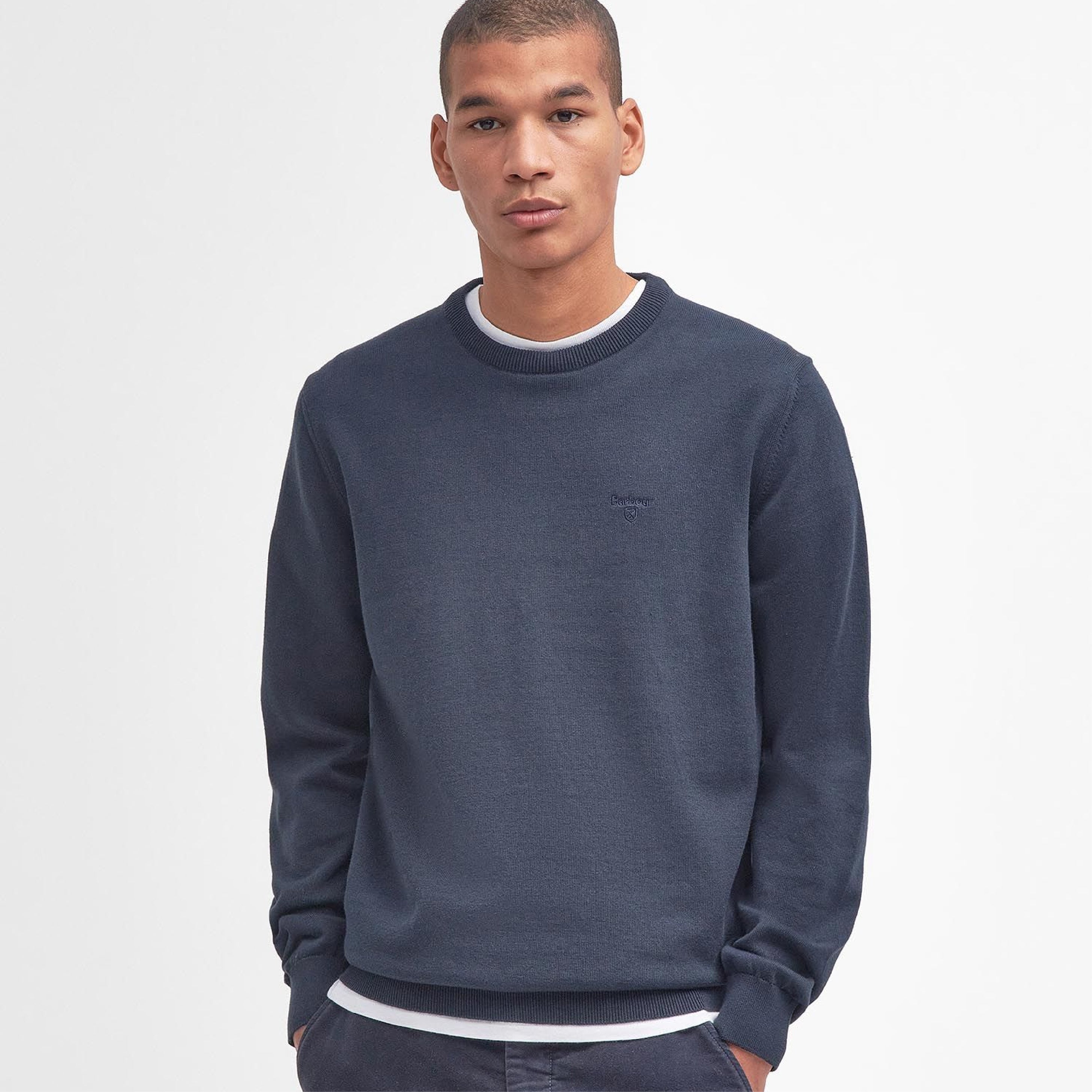 Pima Cotton Crew Neck Navy#Color_Navy