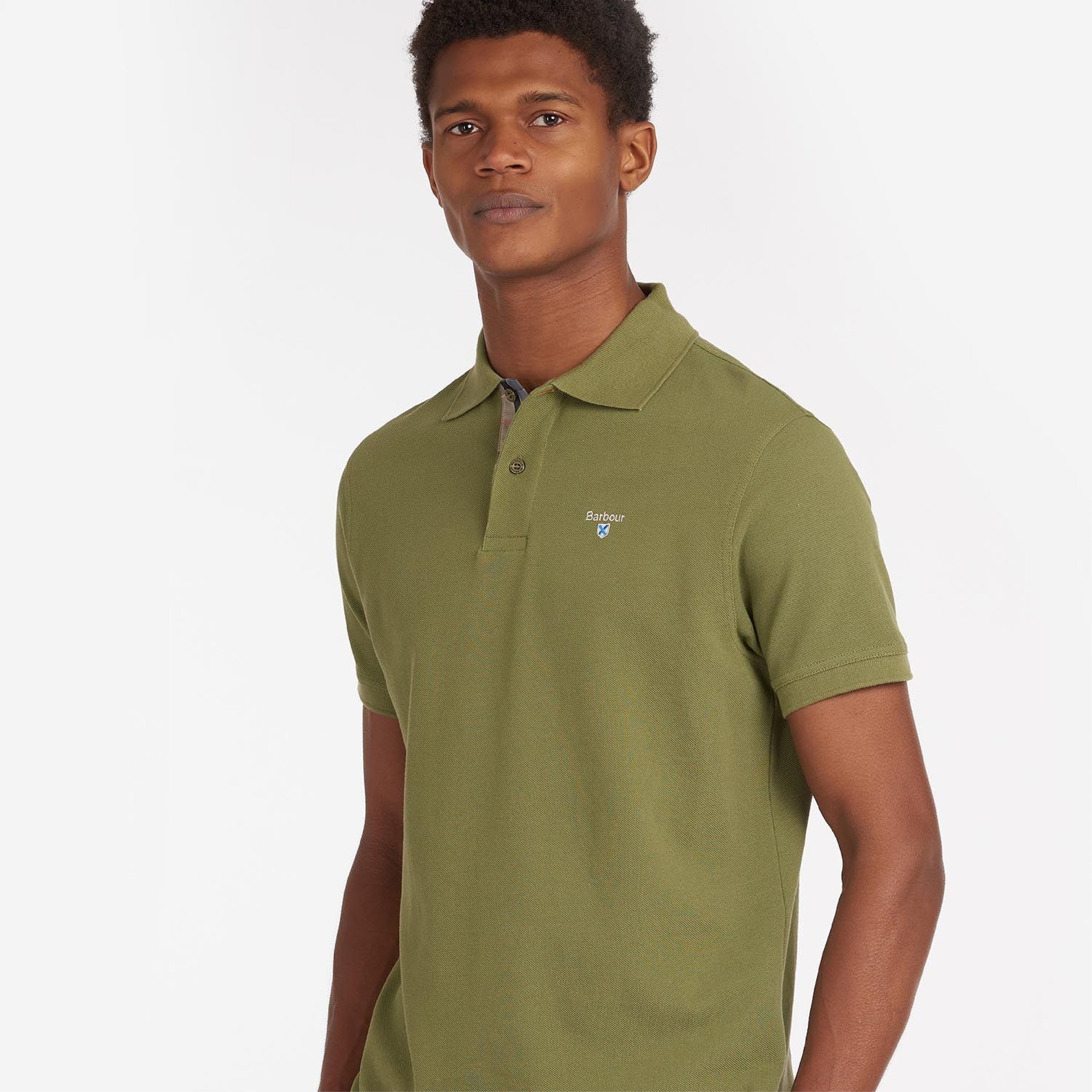 Barbour Tartan Pique Polo Burnt Olive#Color_Burnt Olive