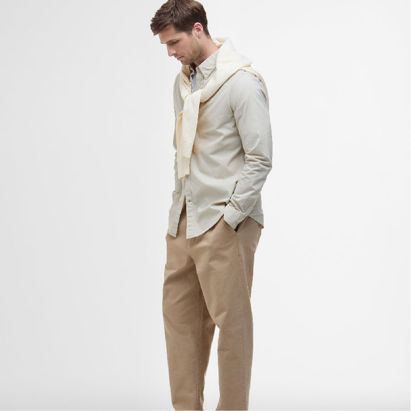 Garment Dyed Tailored Long-Sleeved Shirt Oatmel#Color_Oatmel