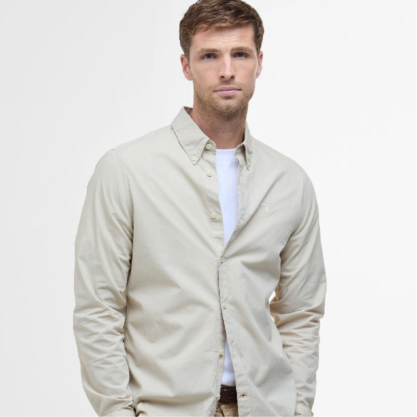 Garment Dyed Tailored Long-Sleeved Shirt Oatmel#Color_Oatmel