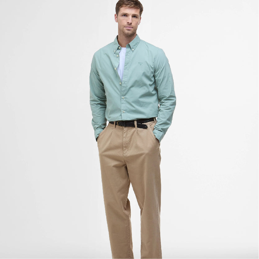 Garment Dyed Tailored Long-Sleeved Shirt Pale Apple#Color_Pale Apple