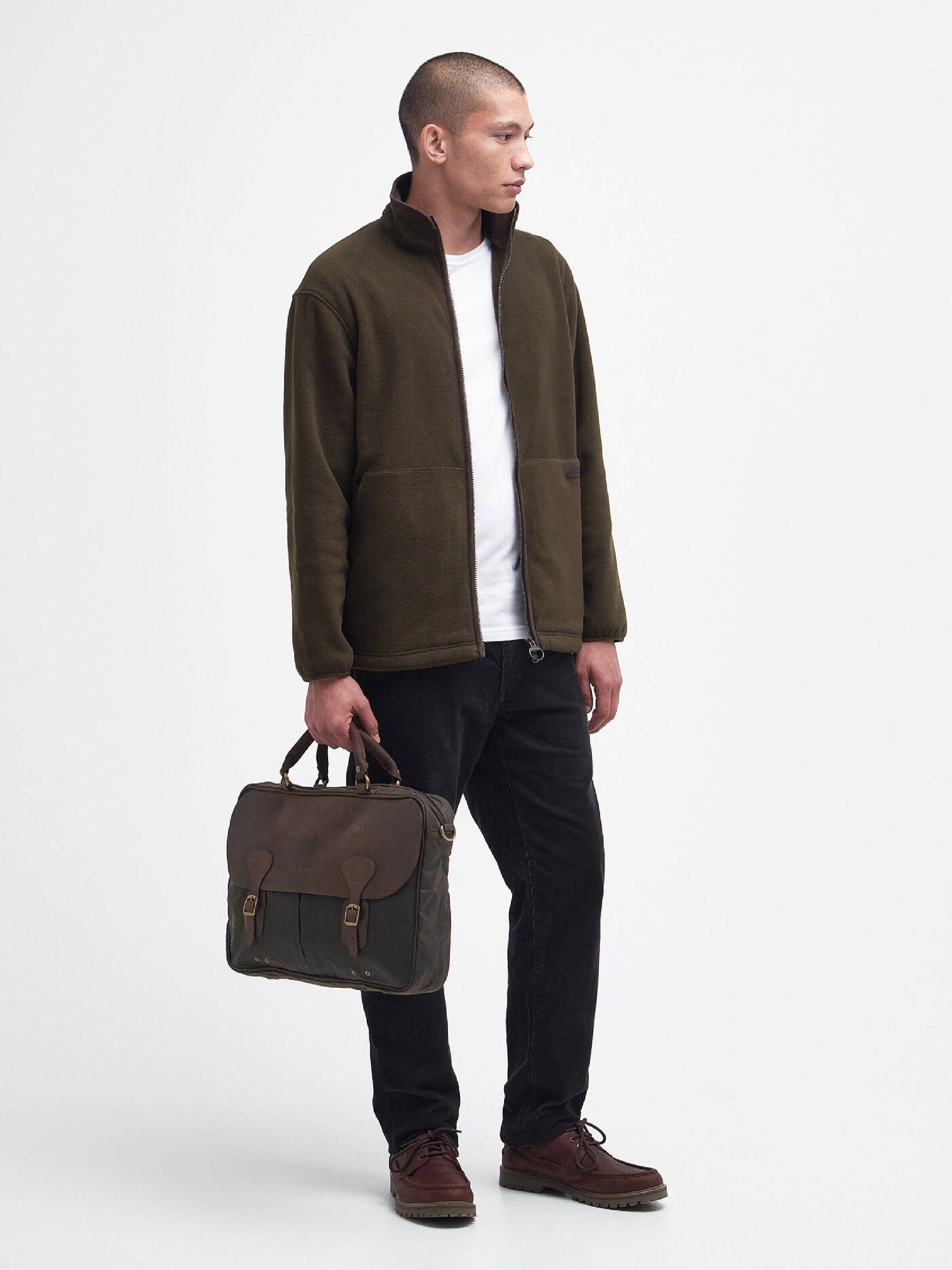 Maletín Barbour de cuero encerado Olive#Color_Olive